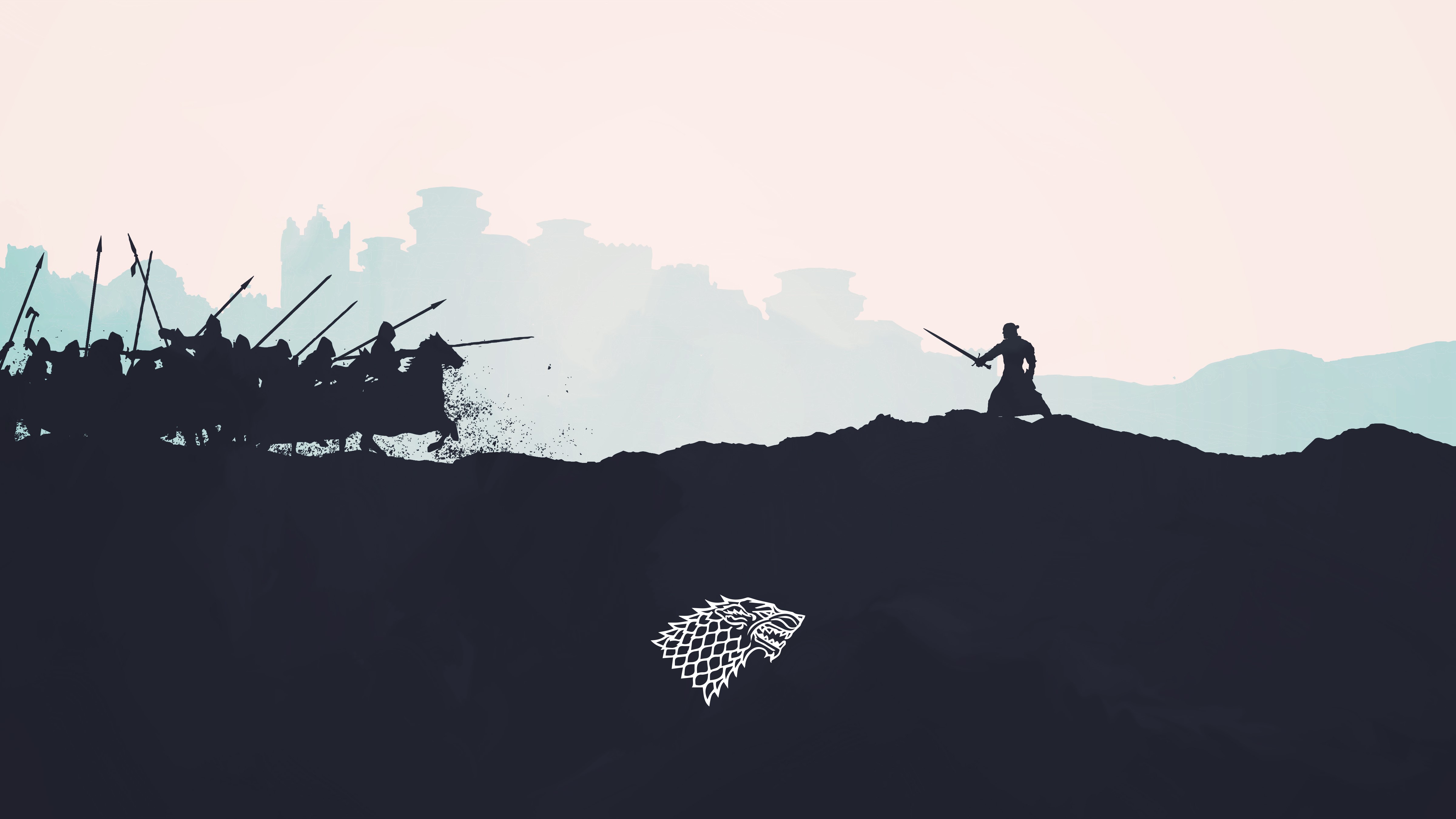 game of thrones, minimalism, tv shows, hd, wolf, jon snow, artwork, artist, digital art, deviantart, 4k, HD Wallpaper