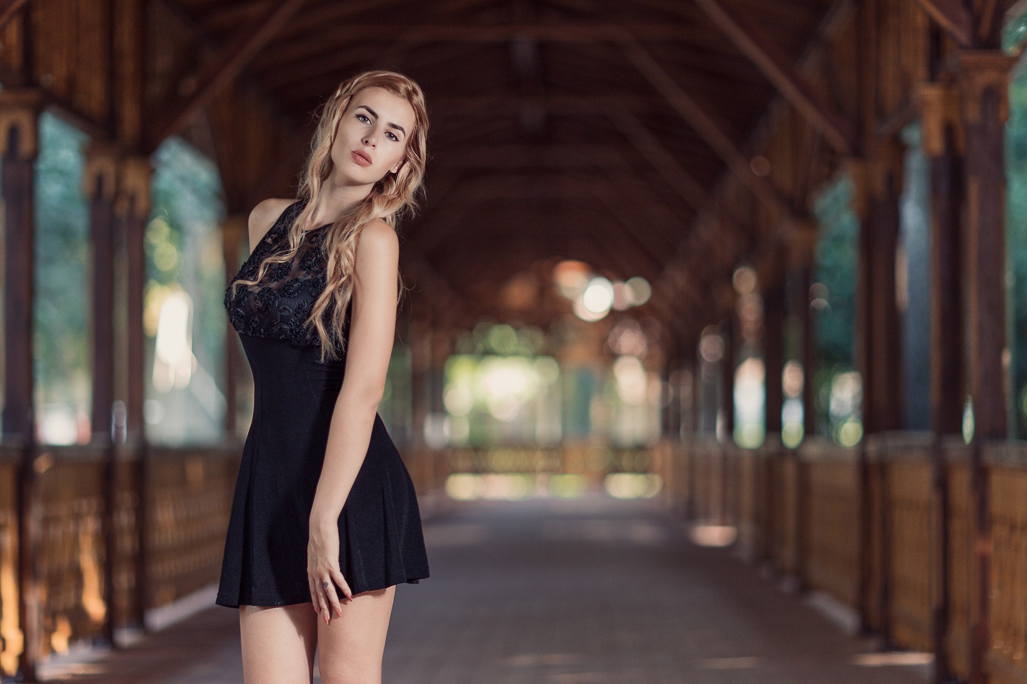 girls, dress, hd, blonde, HD Wallpaper