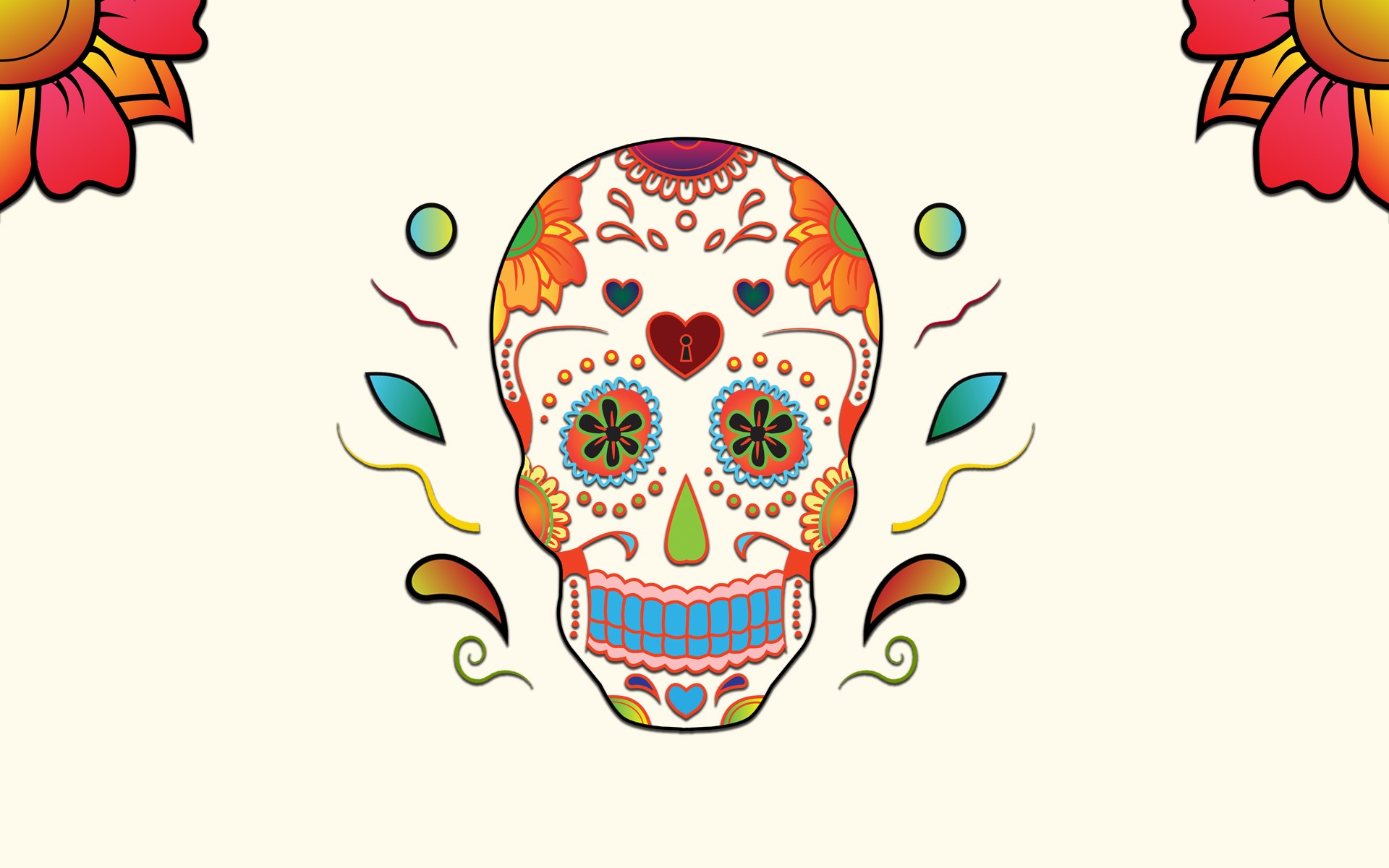 skull, flowers, artist, colorful, hd, digital art, HD Wallpaper