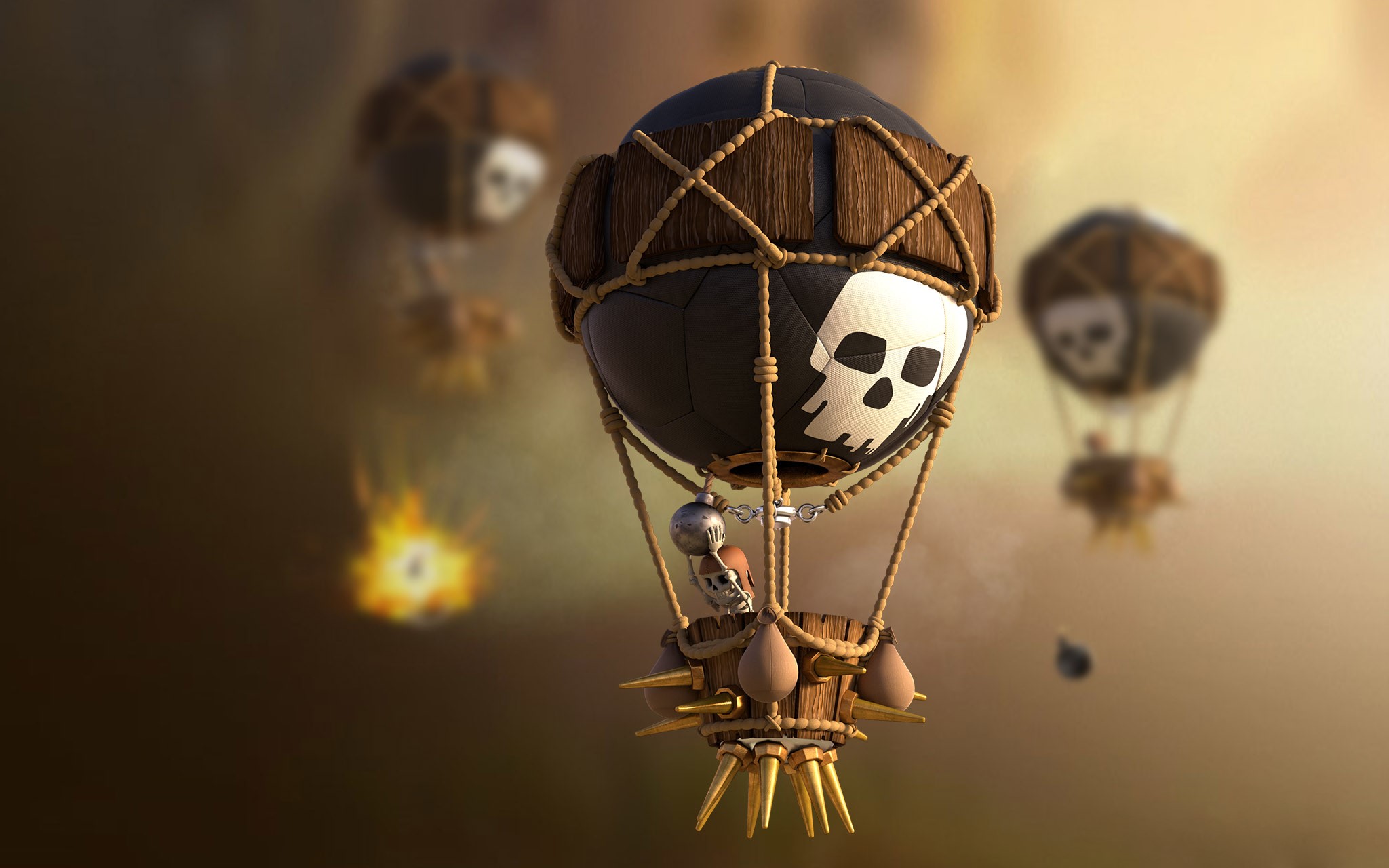 clash of clans, supercell, games, 2017 games, hd, balloons, HD Wallpaper