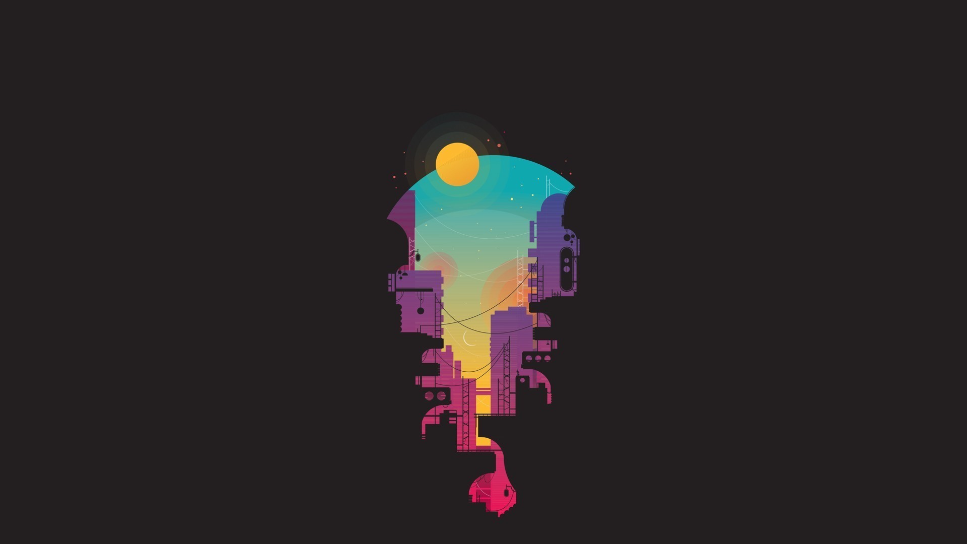 city, minimalism, artist, artwork, digital art, hd, HD Wallpaper