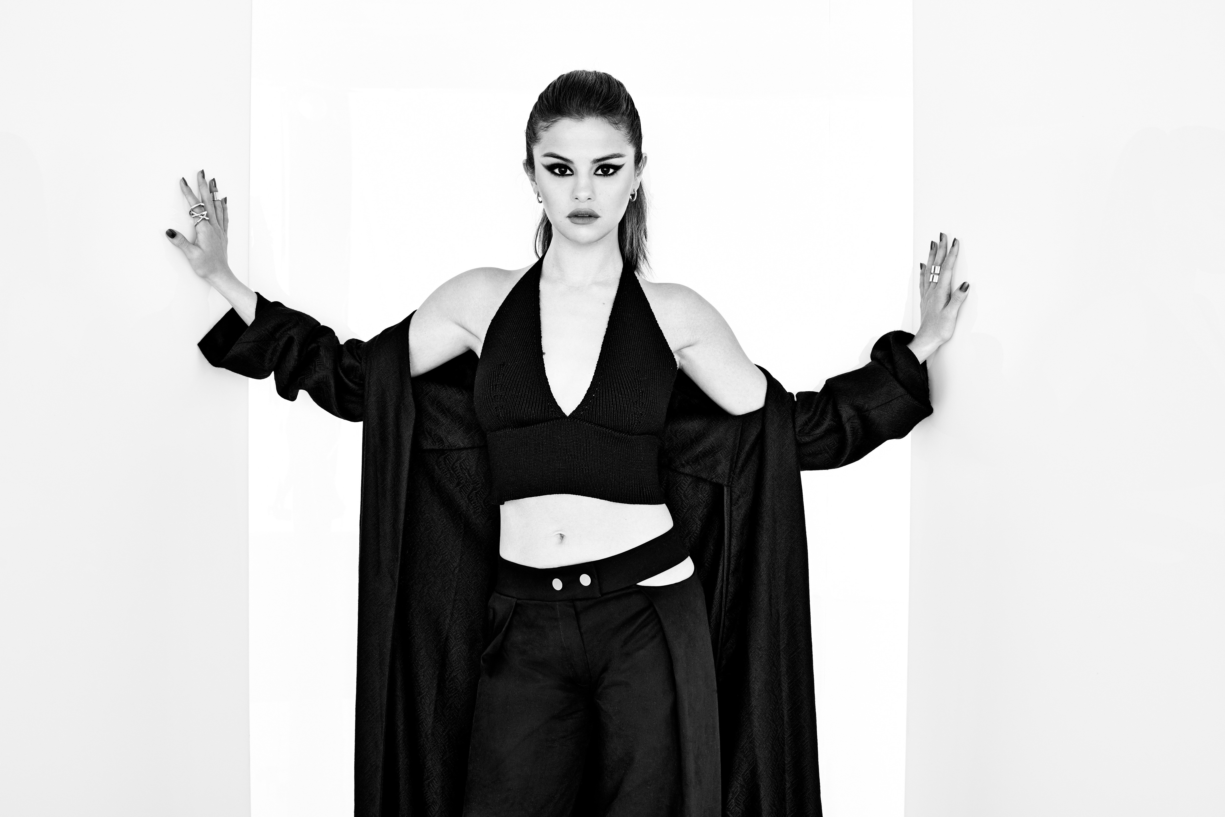 selena gomez, celebrities, music, girls, hd, 4k, monochrome, black and white, HD Wallpaper