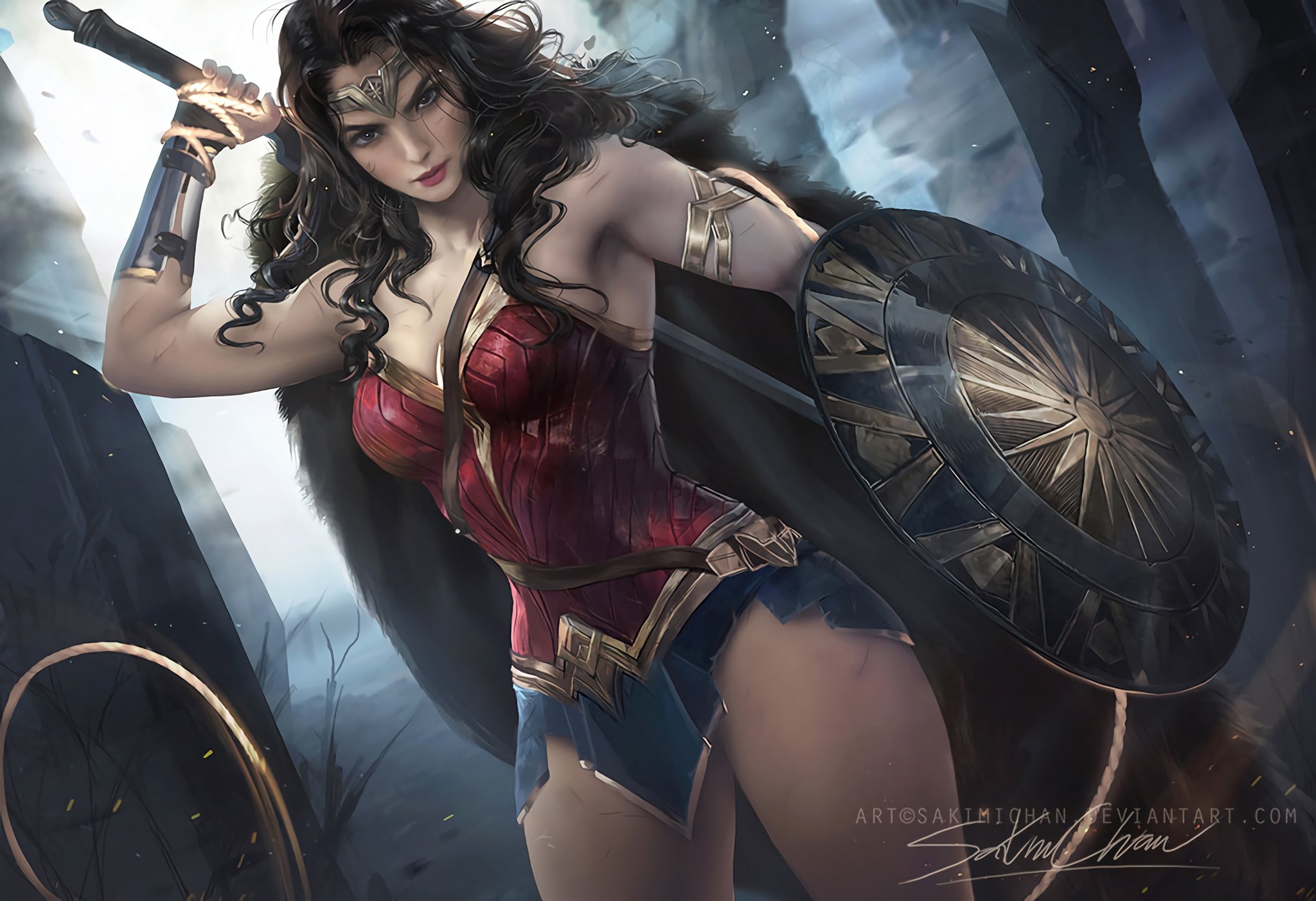 wonder woman, artwork, artist, digital art, hd, HD Wallpaper