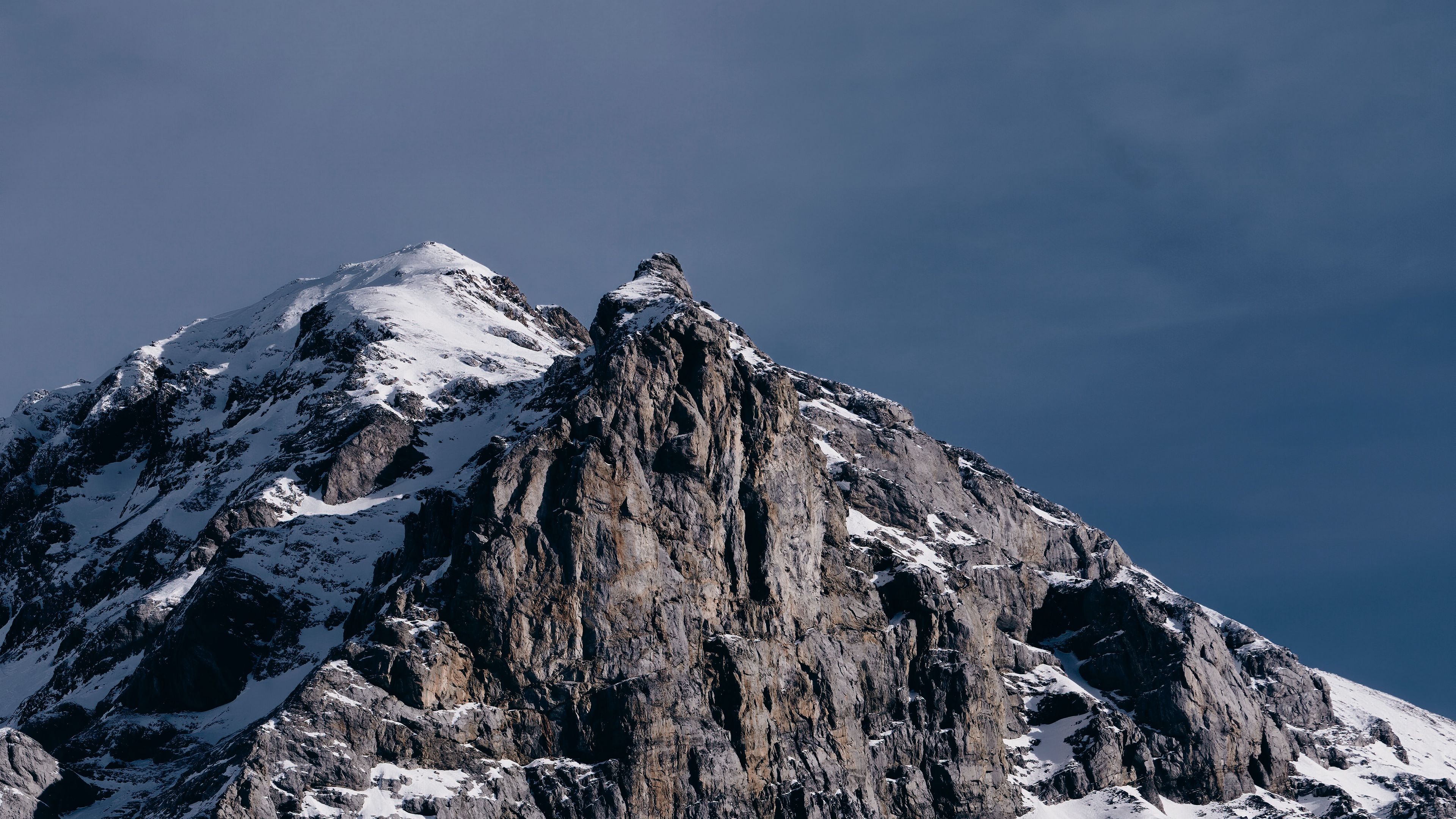mountain, peak, snow, landscape, 4k, HD Wallpaper