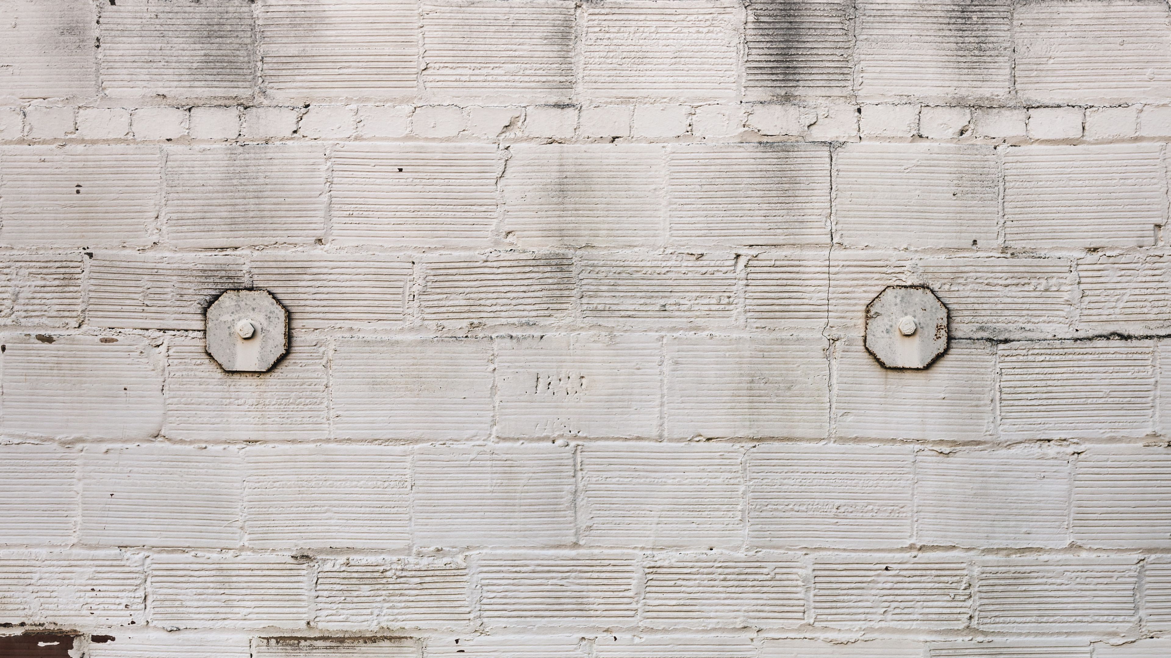 wall, brick, texture, white, spots, 4k, HD Wallpaper