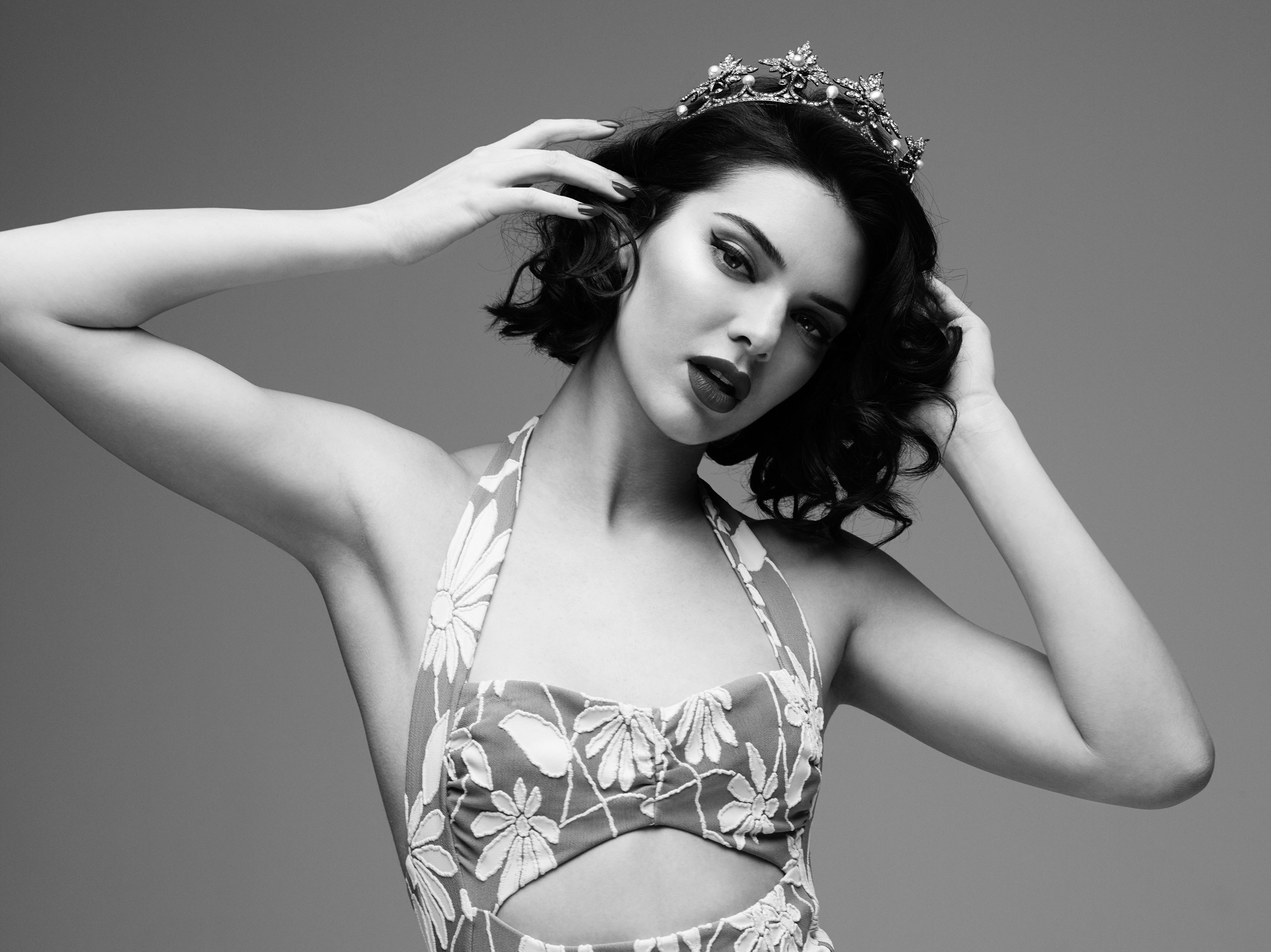 kendall jenner, celebrities, girls, model, hd, 4k, monochrome, black and white, HD Wallpaper