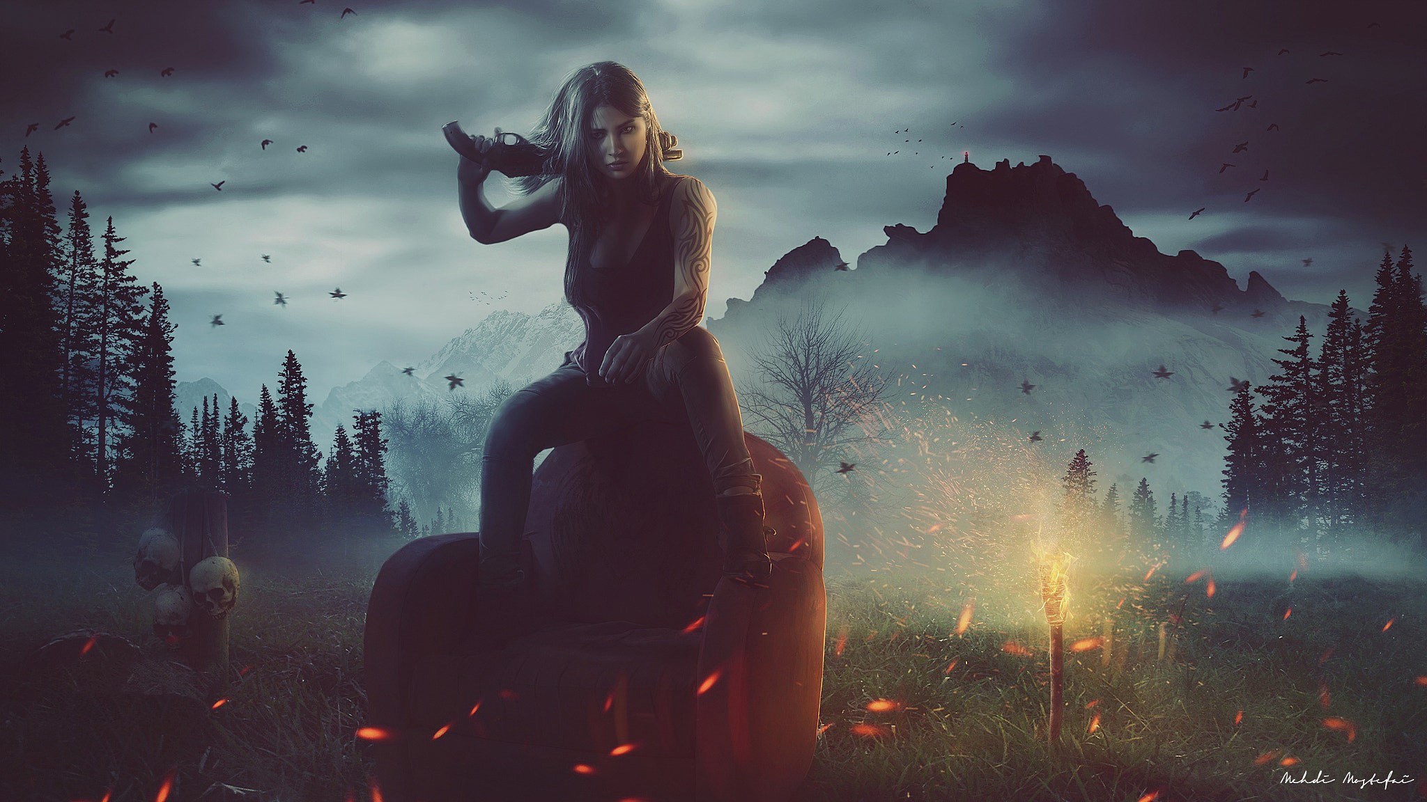 fantasy girls, girls, warrior, artwork, hd, deviantart, HD Wallpaper