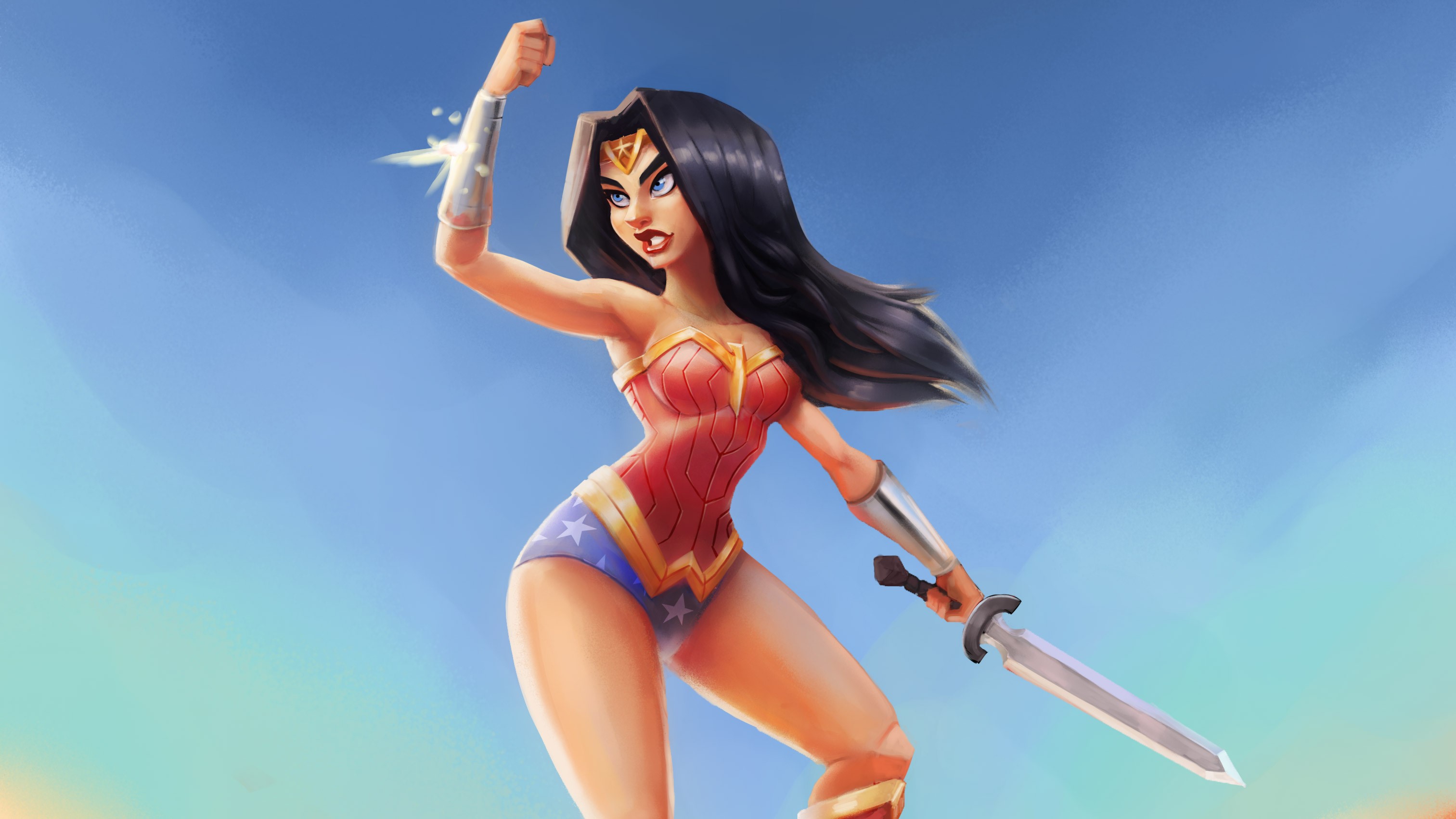 wonder woman, artwork, minimalism, artist, digital art, hd, HD Wallpaper