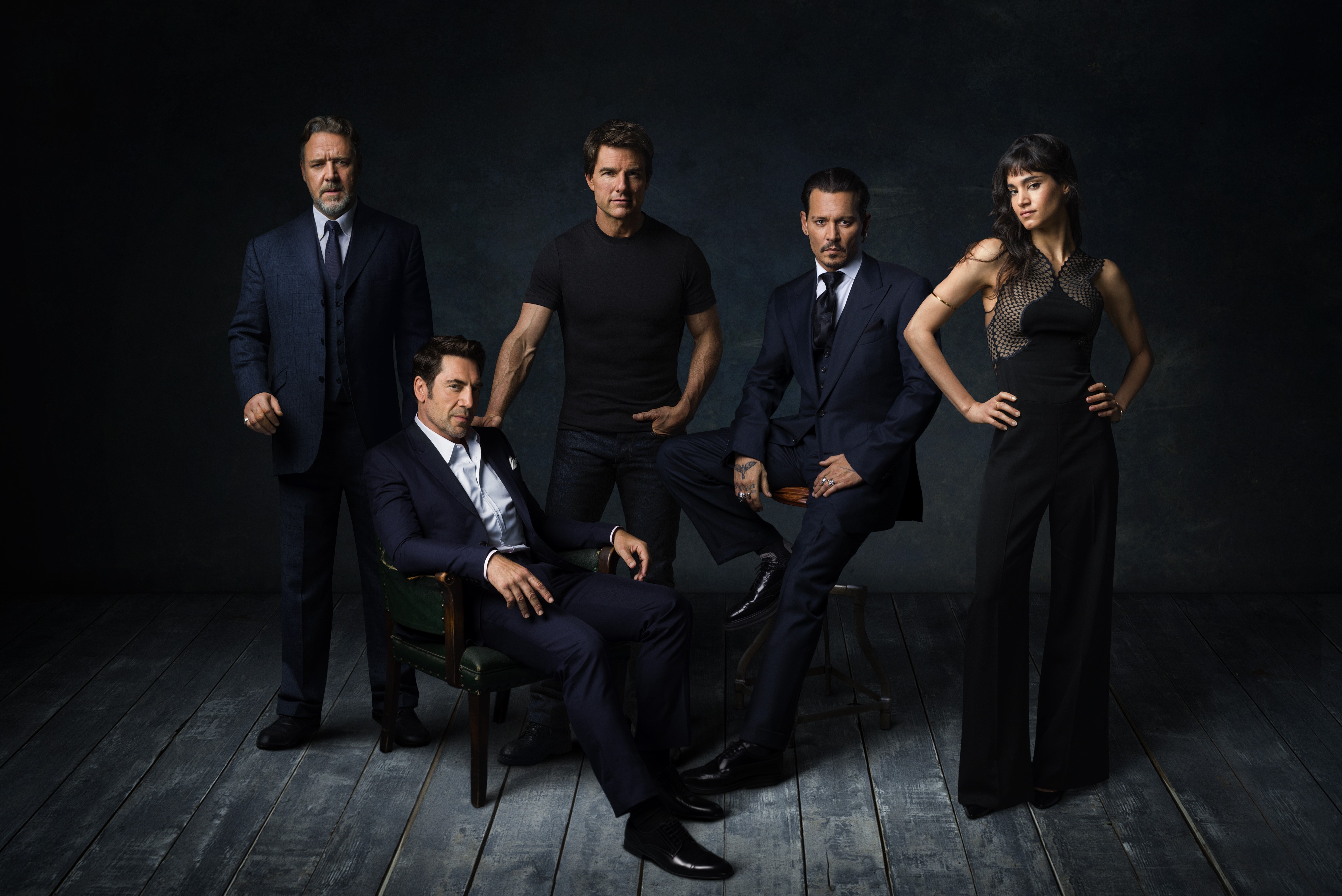 russell crowe, javier bardem, tom cruise, johnny depp, sofia boutella, HD Wallpaper