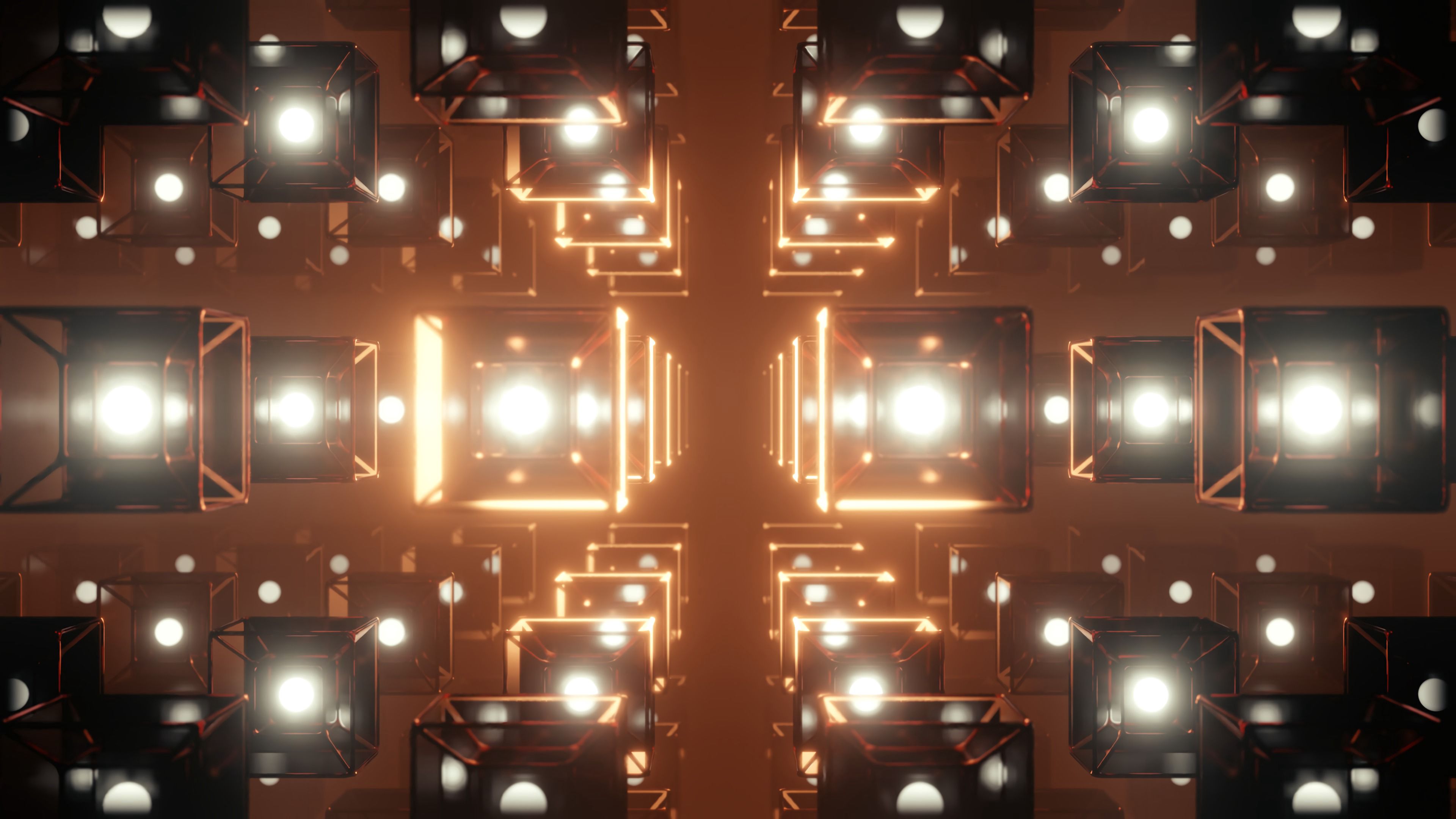 squares, glow, backlight, volume, 4k, HD Wallpaper