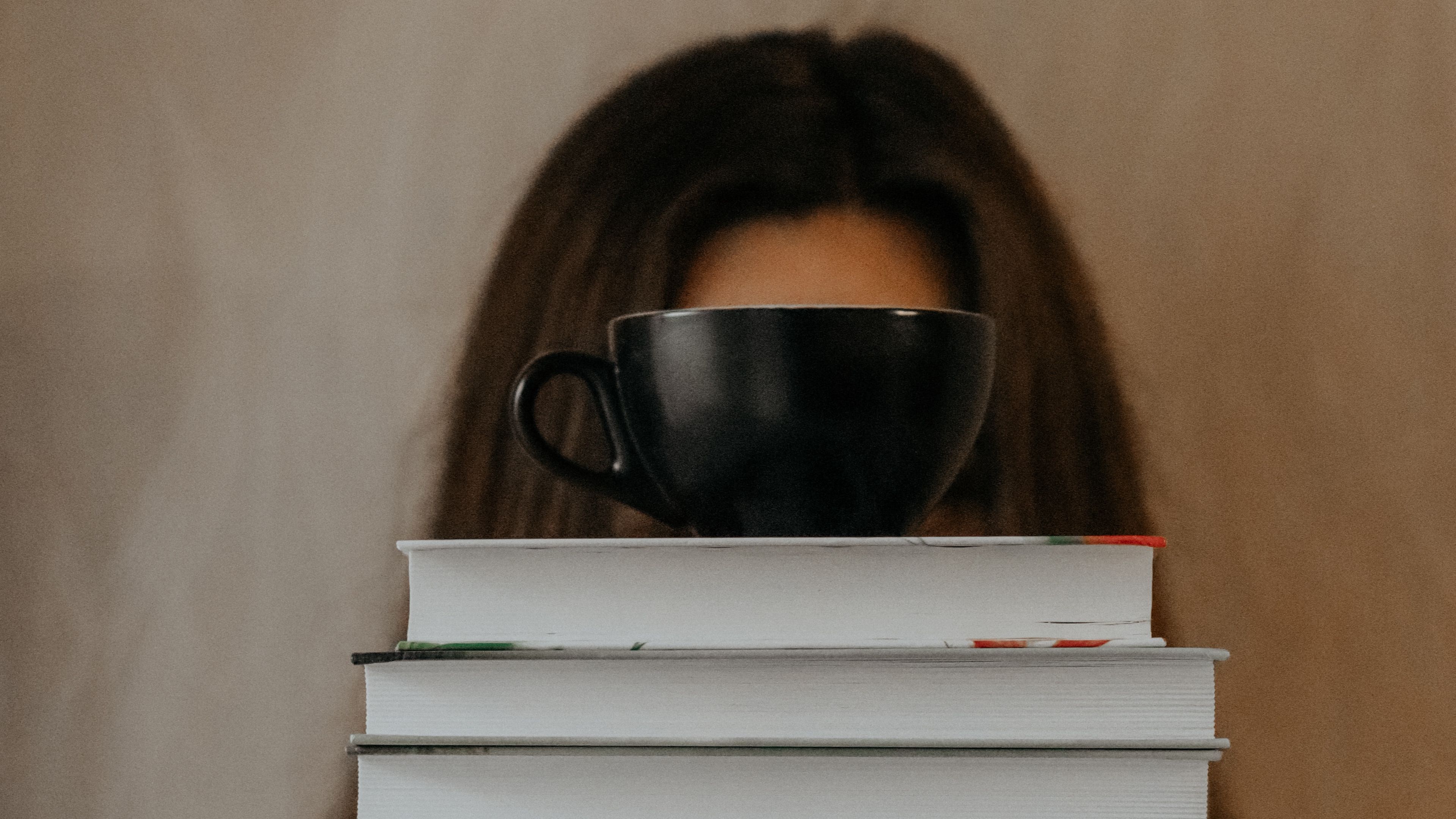 books, cup, girl, hands, 4k, HD Wallpaper