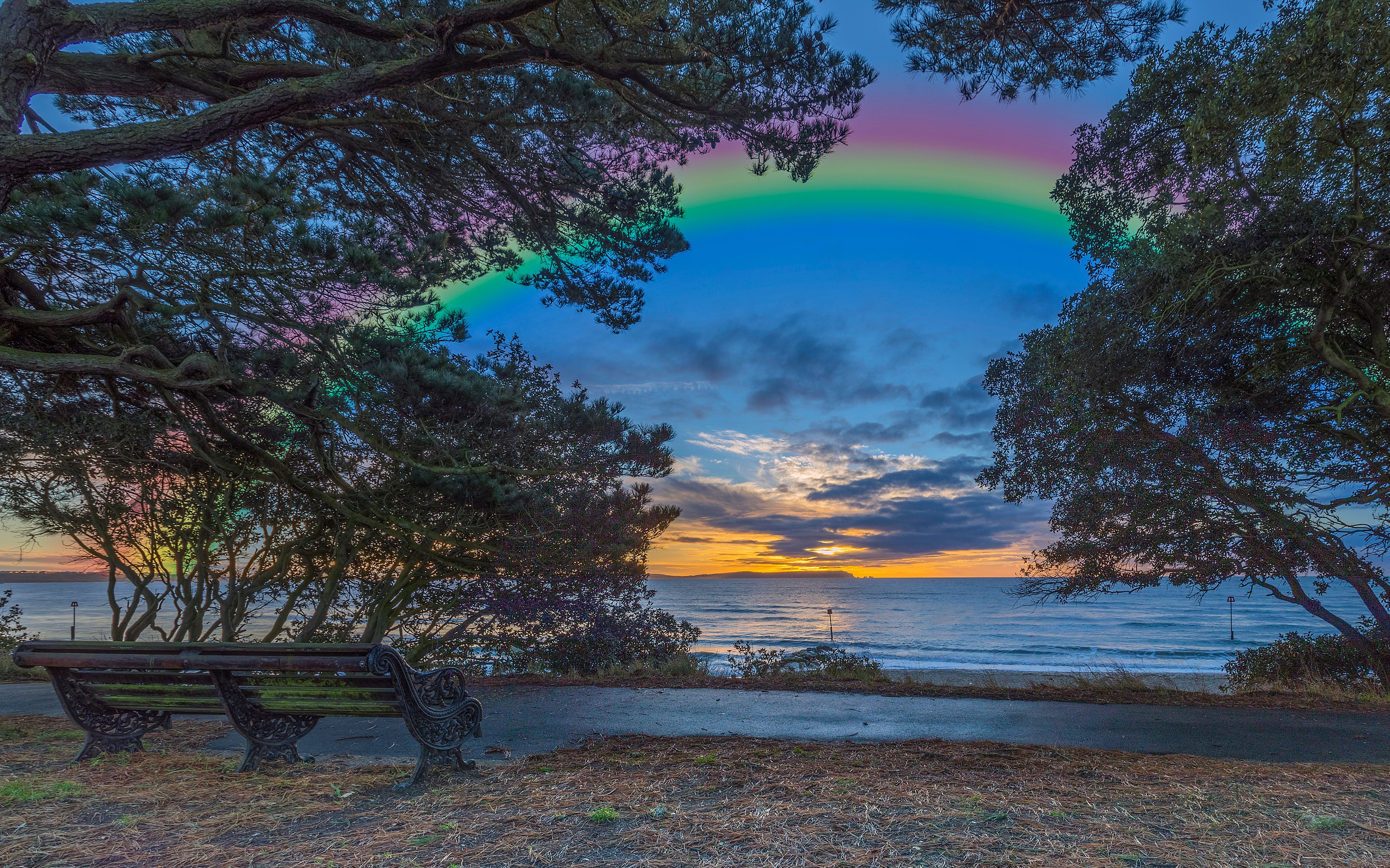rainbow, nature, lake, hd, 4k, HD Wallpaper
