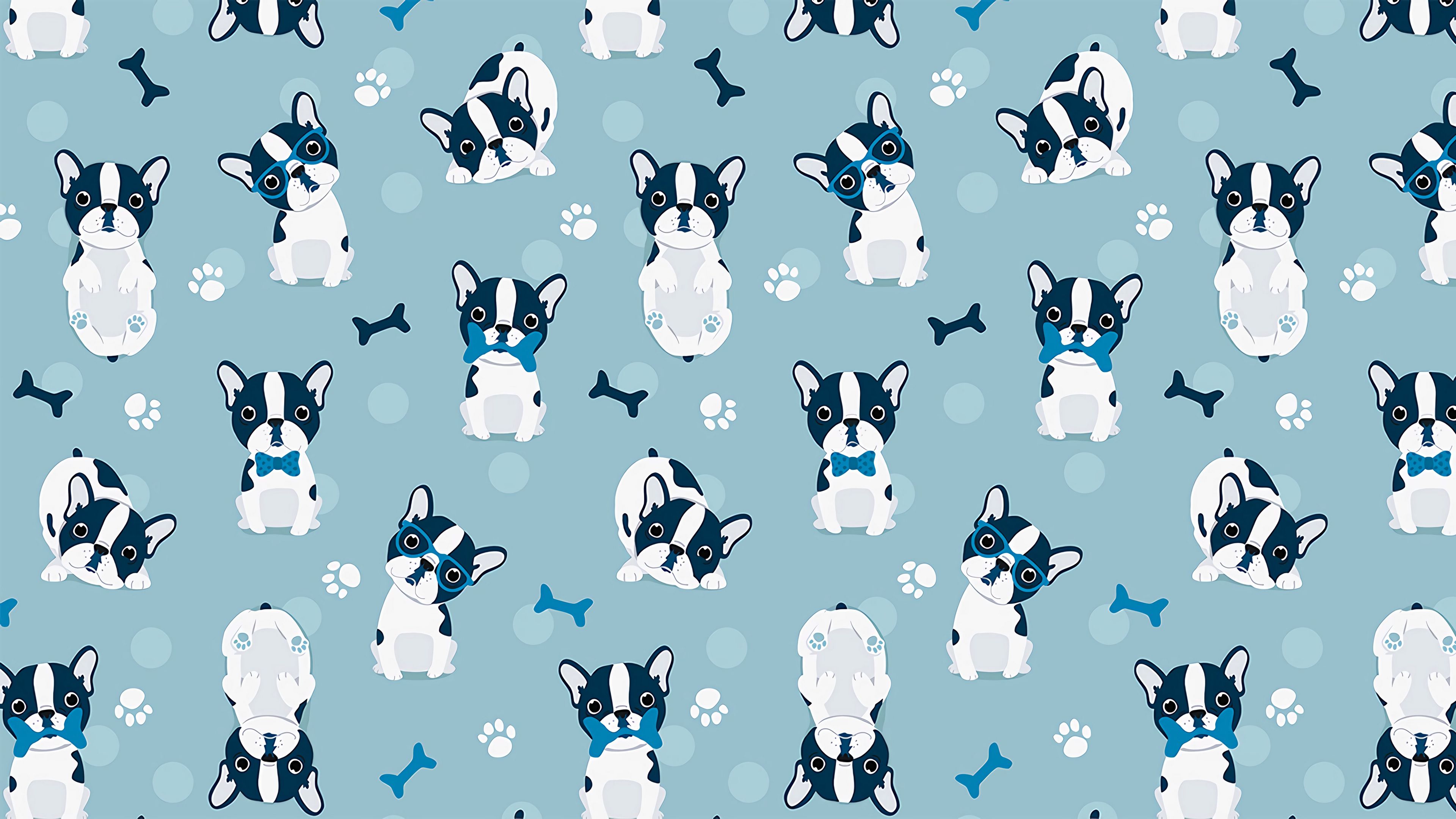 bulldog, dog, pattern, art, 4k, HD Wallpaper
