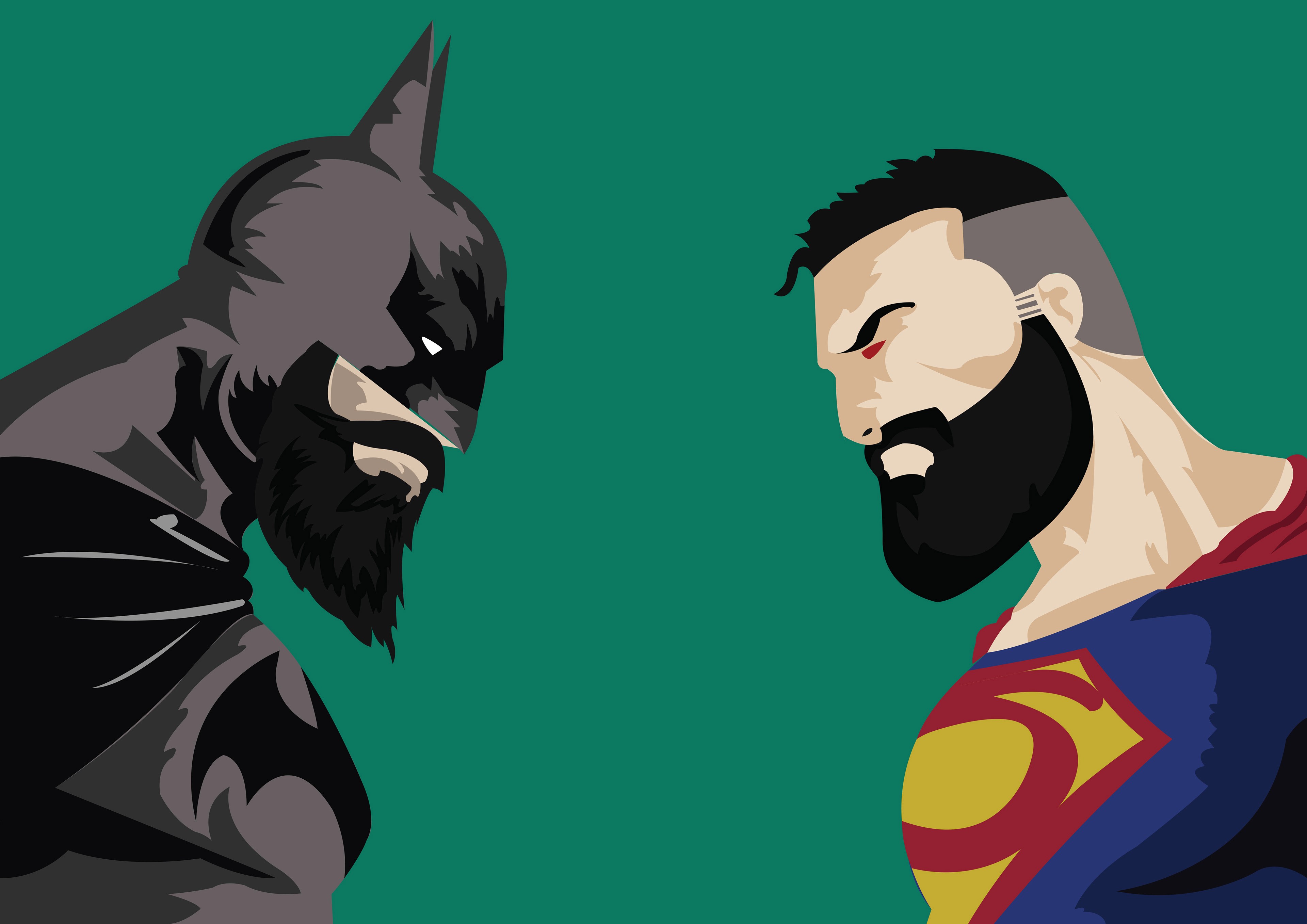 batman, superman, minimalism, super heroes, hd, 4k, HD Wallpaper