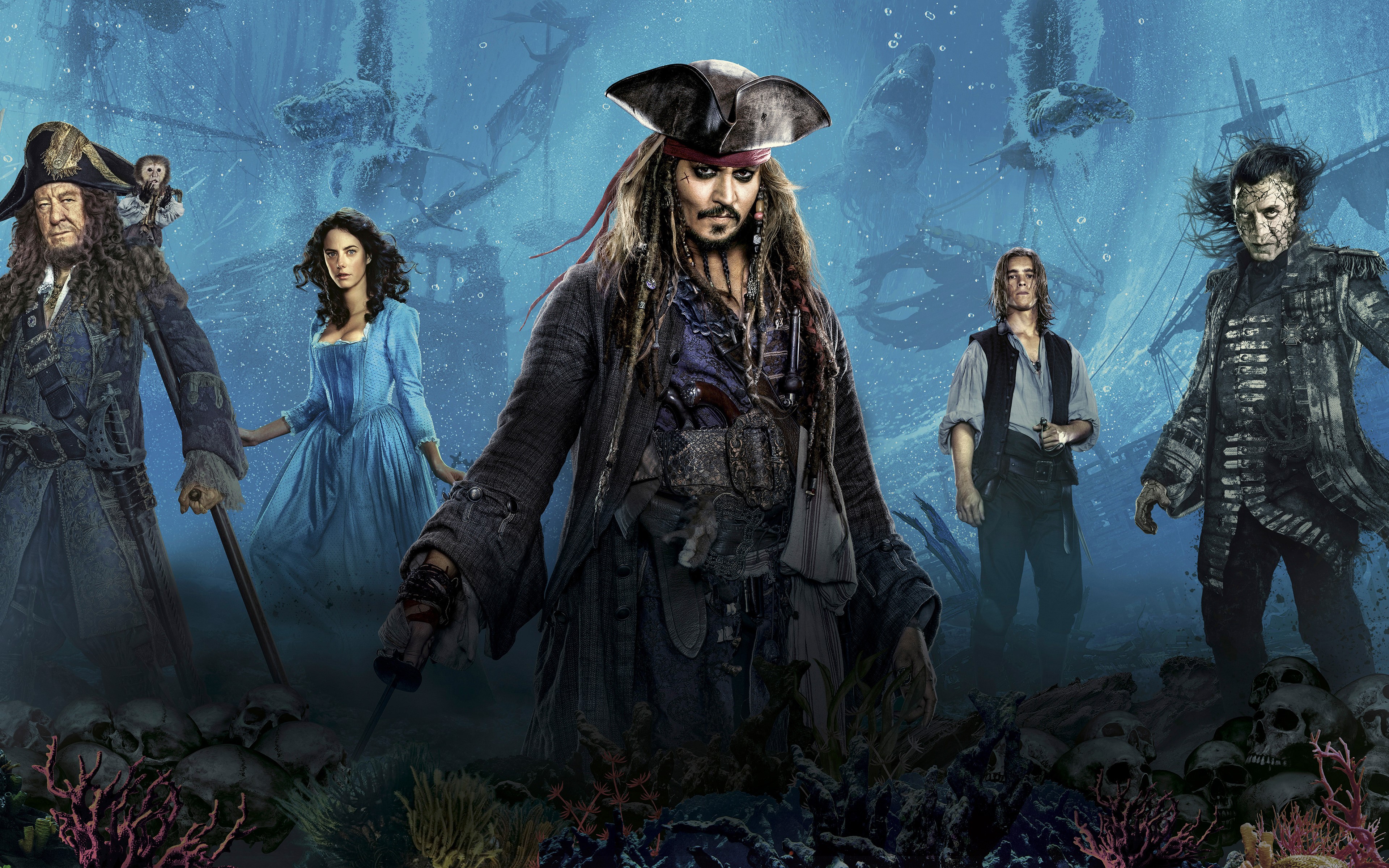 pirates of the caribbean dead men tell no tales, pirates of the caribbean, 2017 movies, skull, 4k, hd, HD Wallpaper
