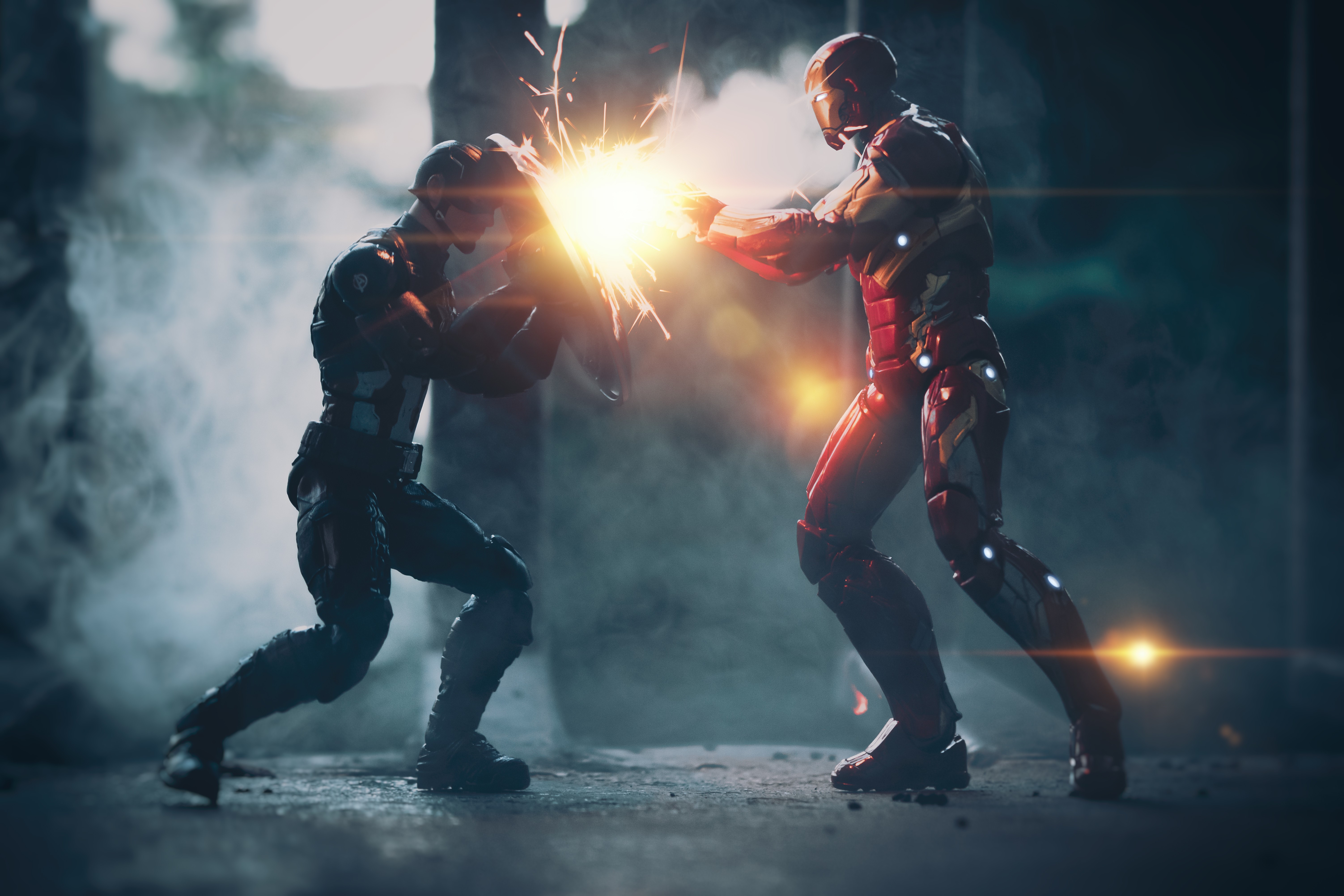 captain america, iron man, artwork, super heroes, hd, 4k, 5k, HD Wallpaper