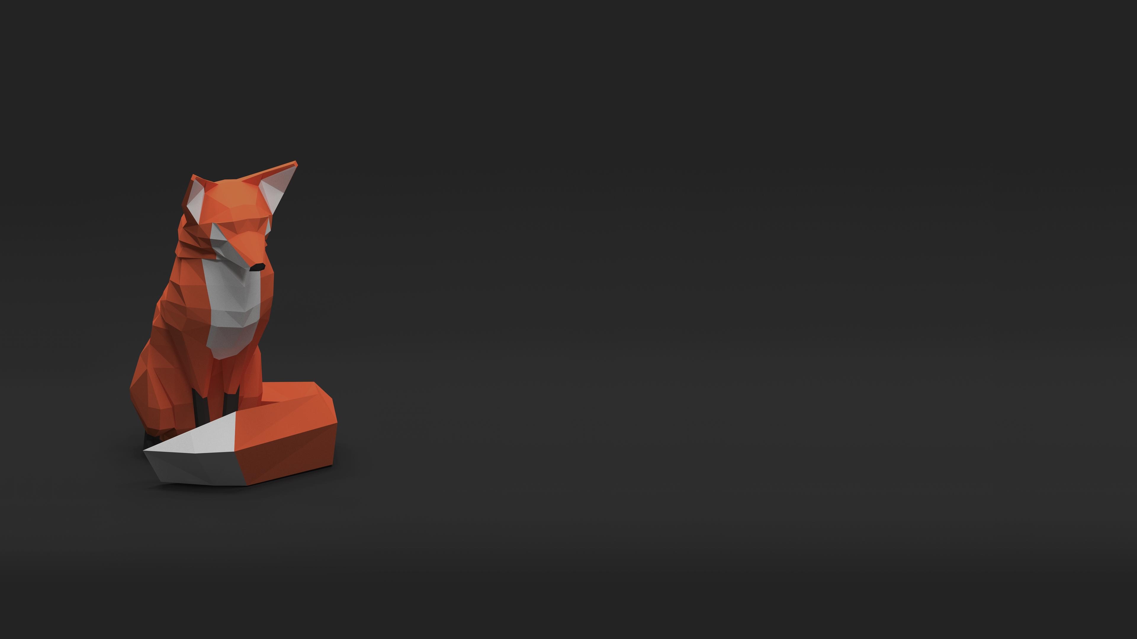 low poly, fox, artist, digital art, hd, HD Wallpaper