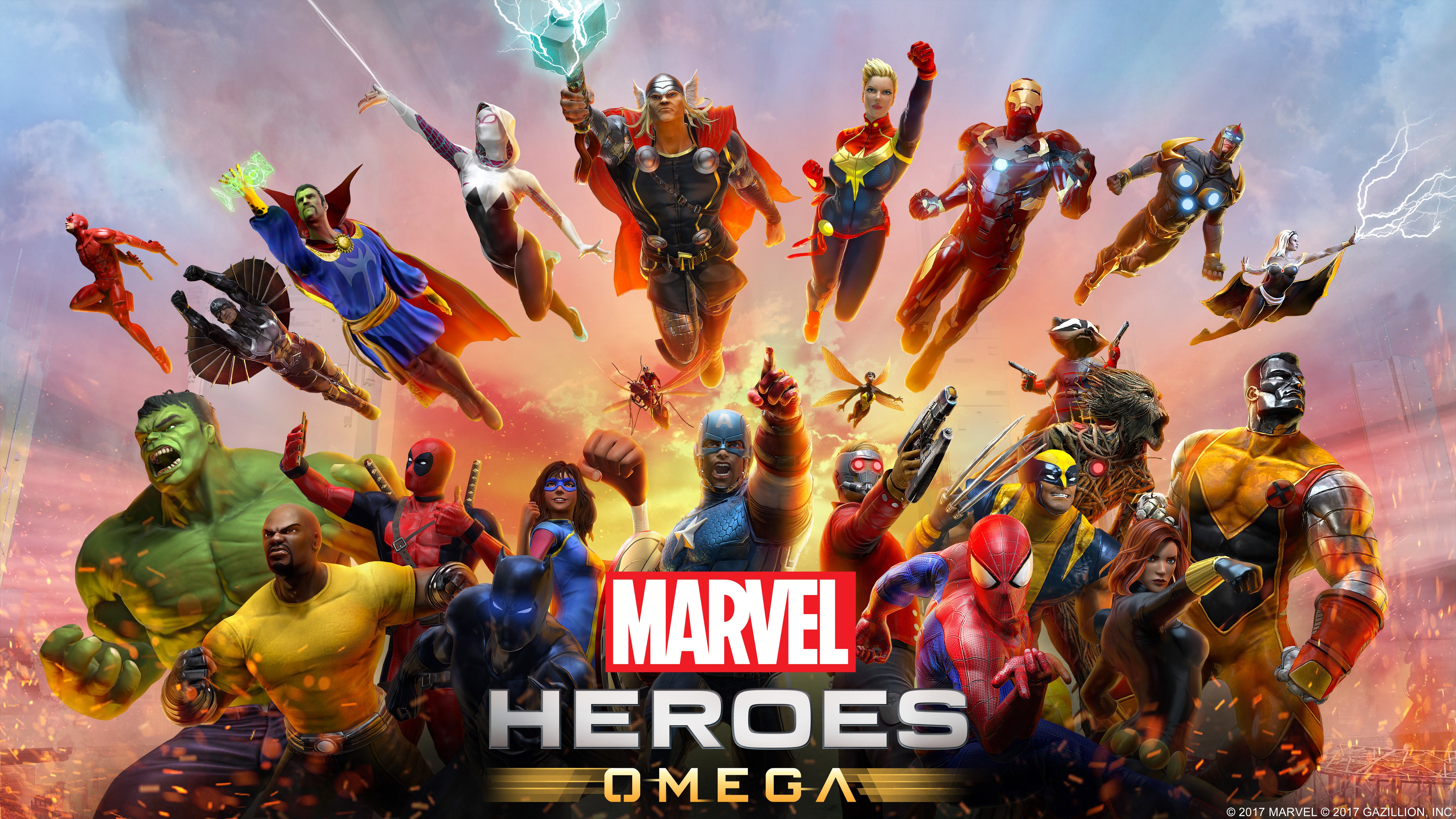 marvel heroes omega, games, 2017 games, hd, 5k, 4k, spiderman, hulk, deadpool, HD Wallpaper