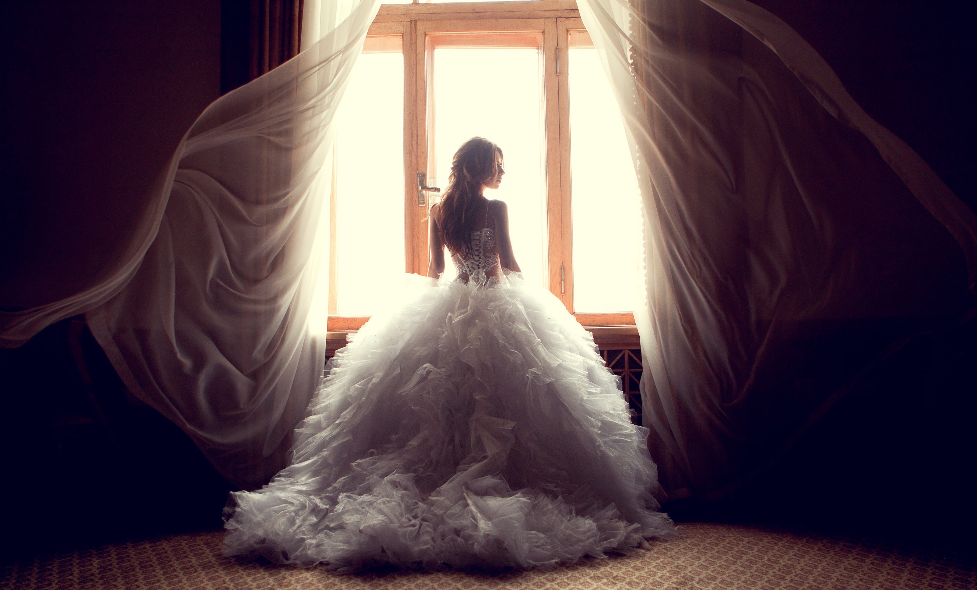 bride, girls, white, dress, HD Wallpaper