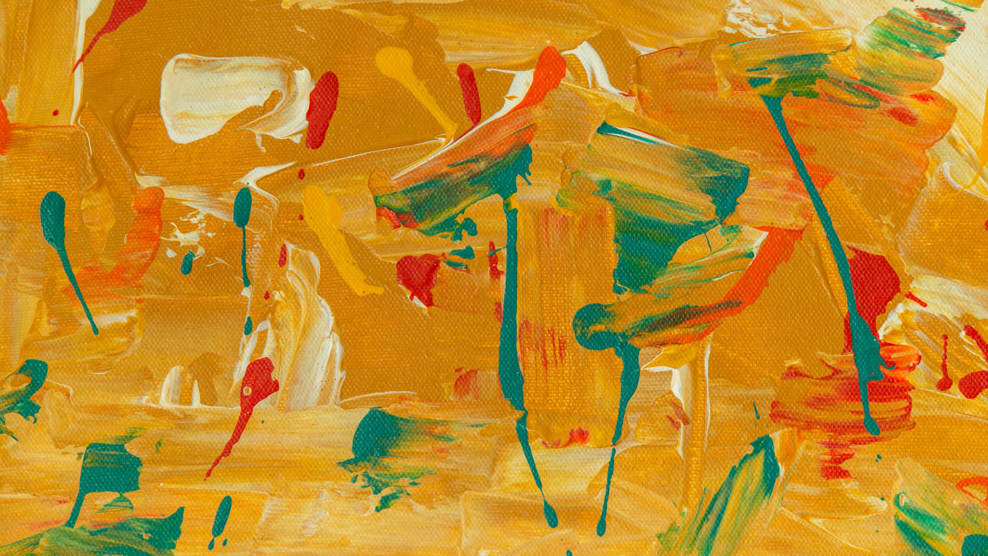 spots, paint, abstraction, canvas, 4k, HD Wallpaper