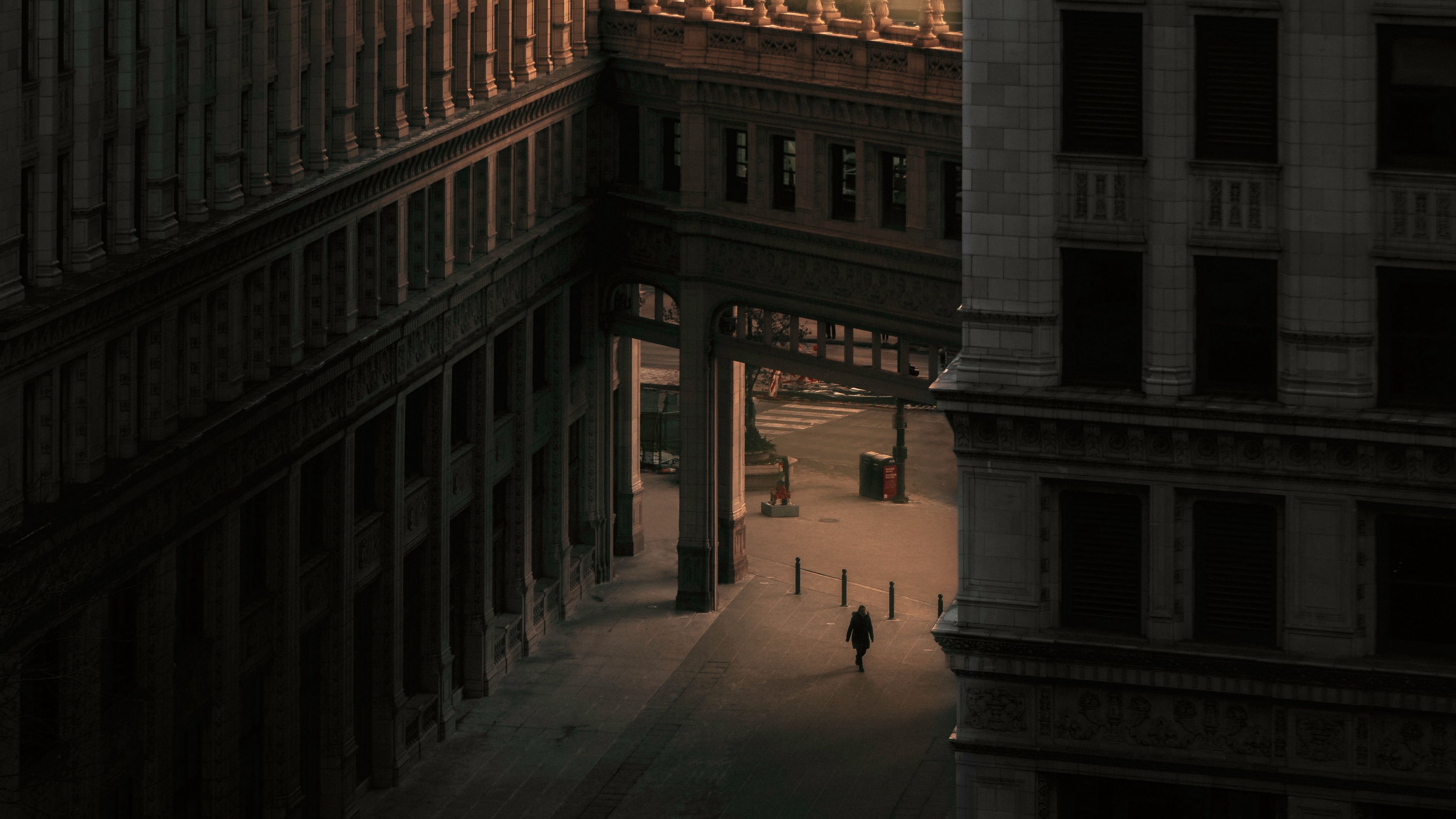 building, architecture, lane, silhouette, city, 4k, HD Wallpaper