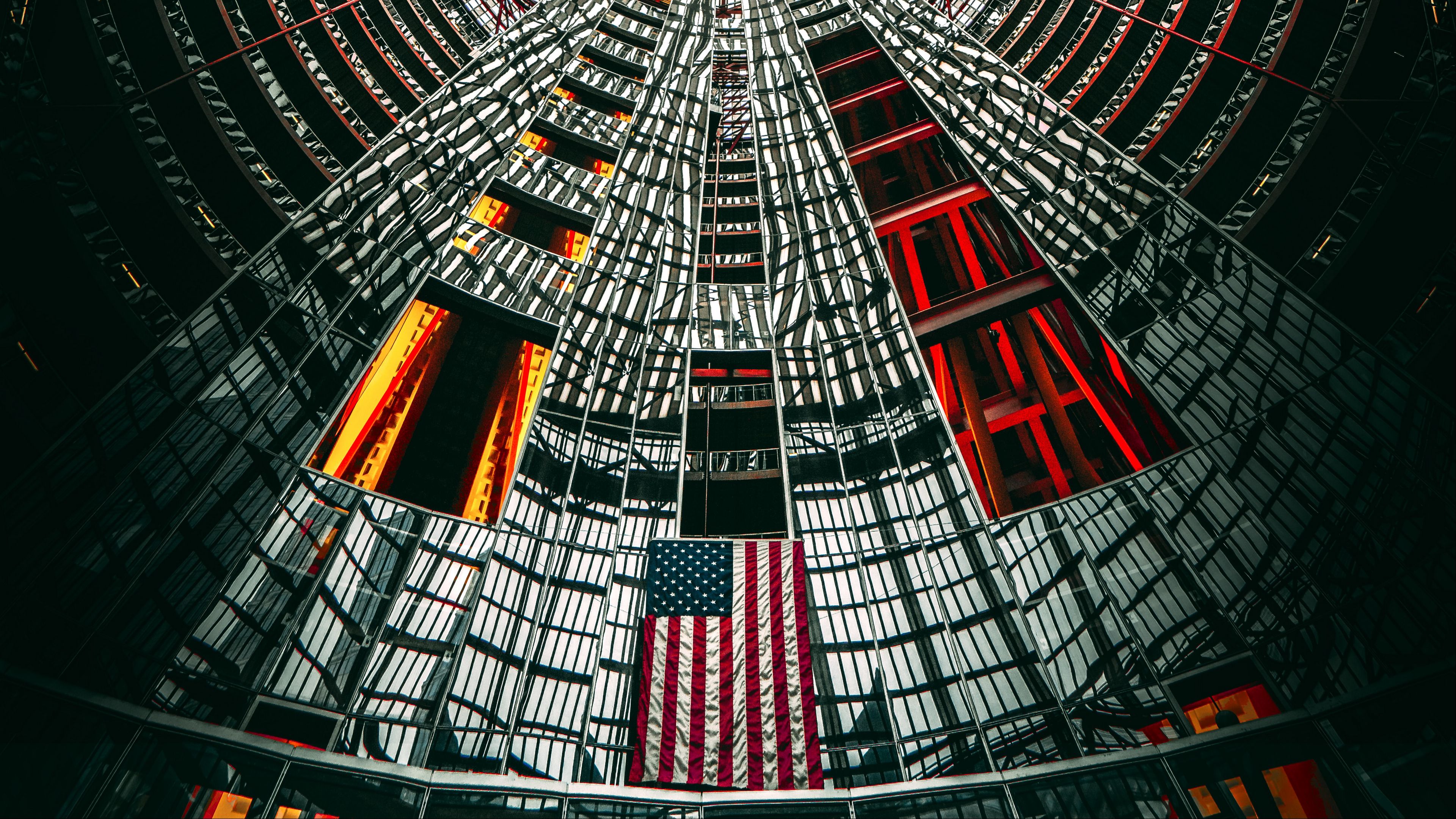 building, architecture, design, flag, usa, 4k, HD Wallpaper