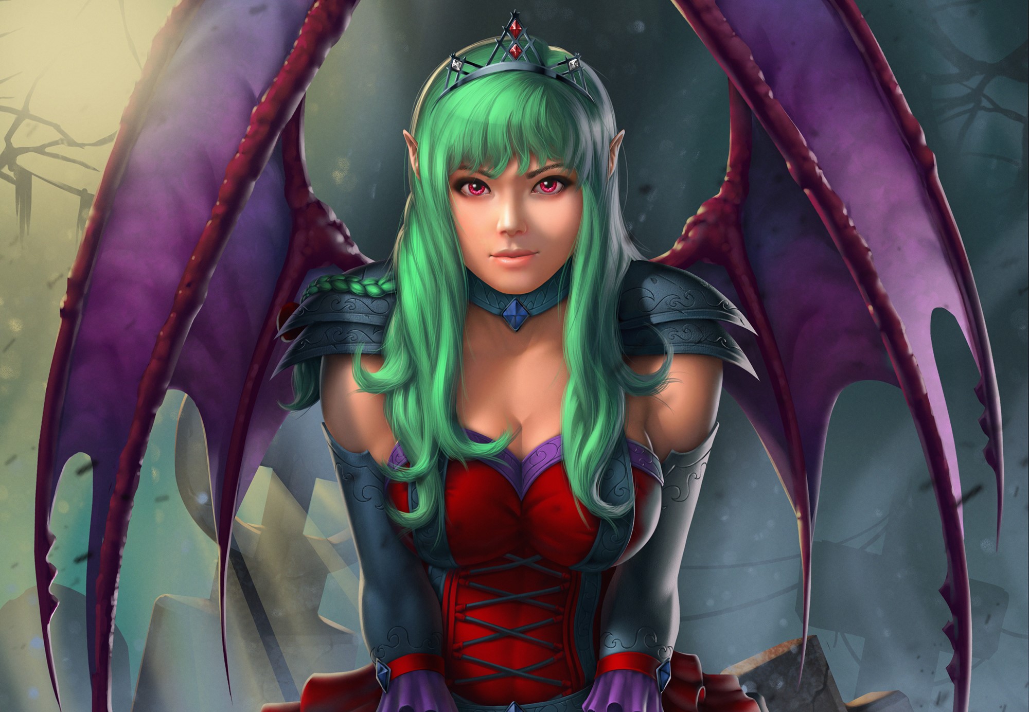 fantasy girls, demon, hd, deviantart, HD Wallpaper