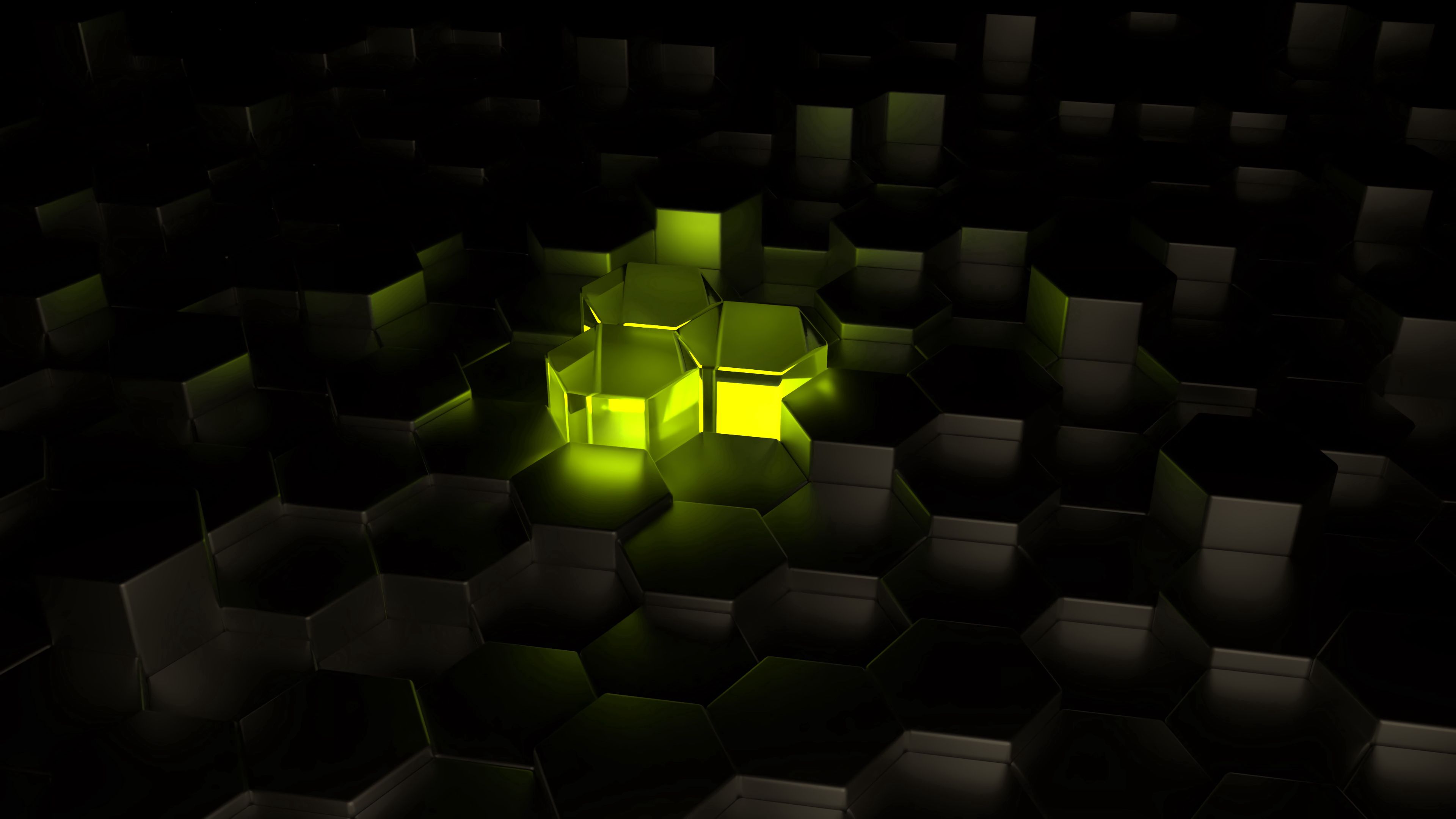 structure, hexagons, 3d, glow, 4k, HD Wallpaper