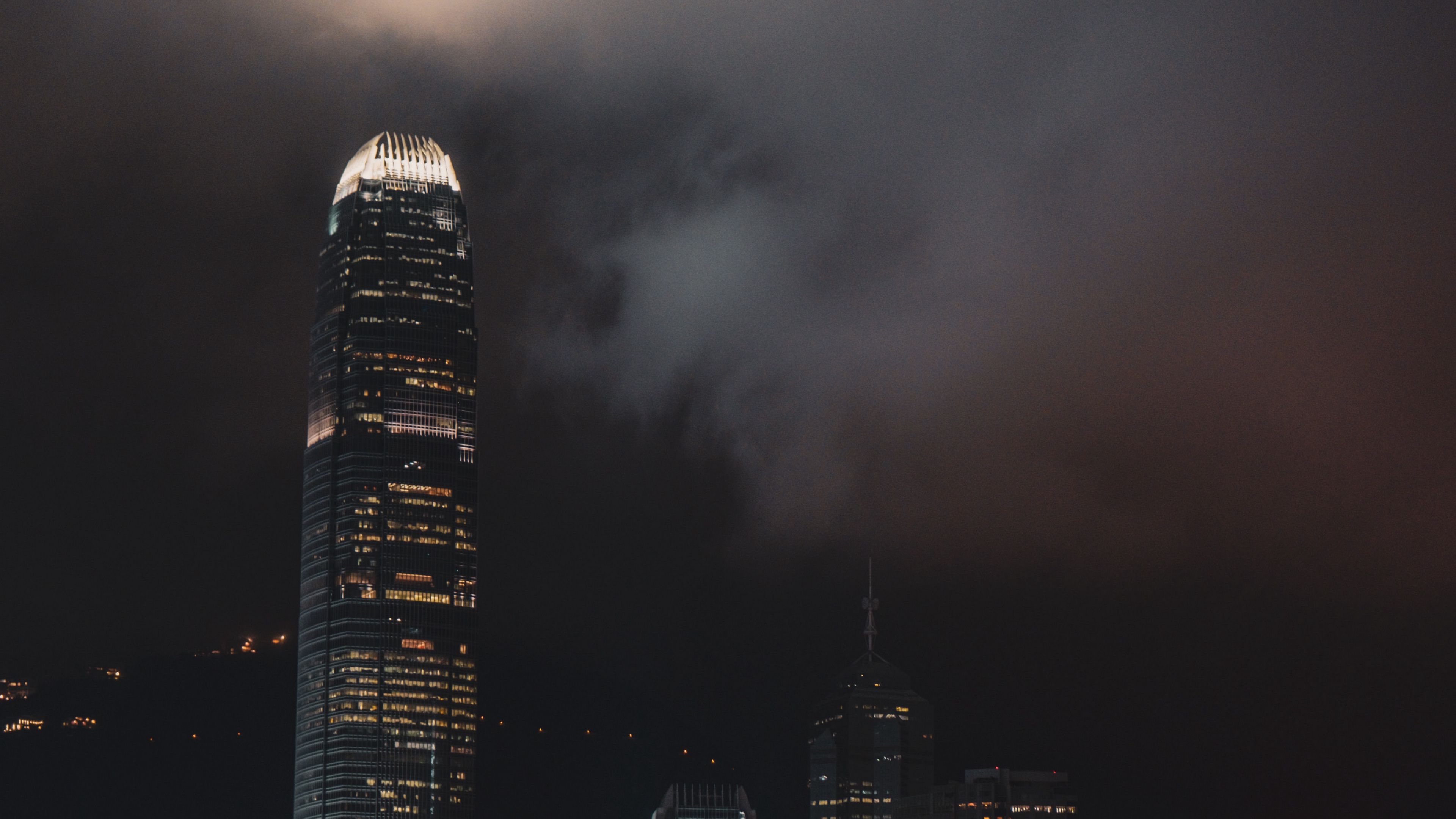 night city, skyscraper, lights, hong kong, 4k, HD Wallpaper