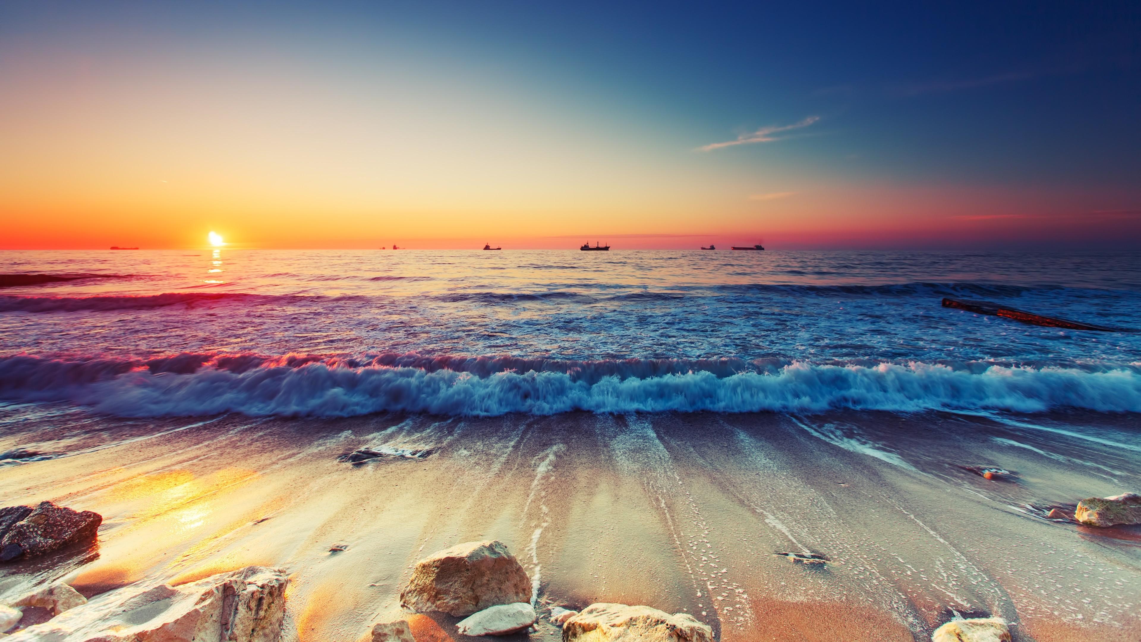 waves, nature, 4k, hd, HD Wallpaper