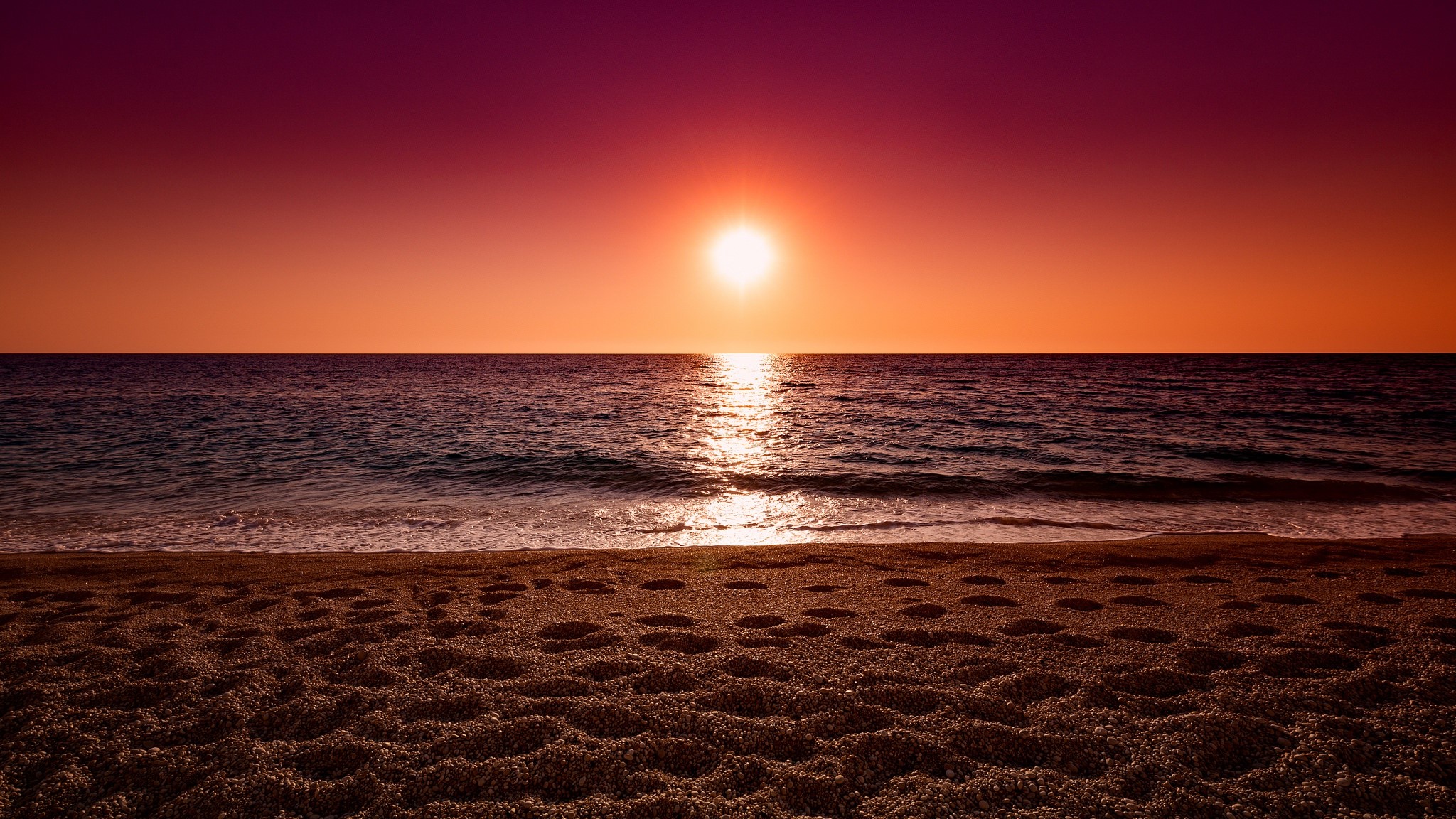 ocean, sunset, sand, nature, hd, HD Wallpaper
