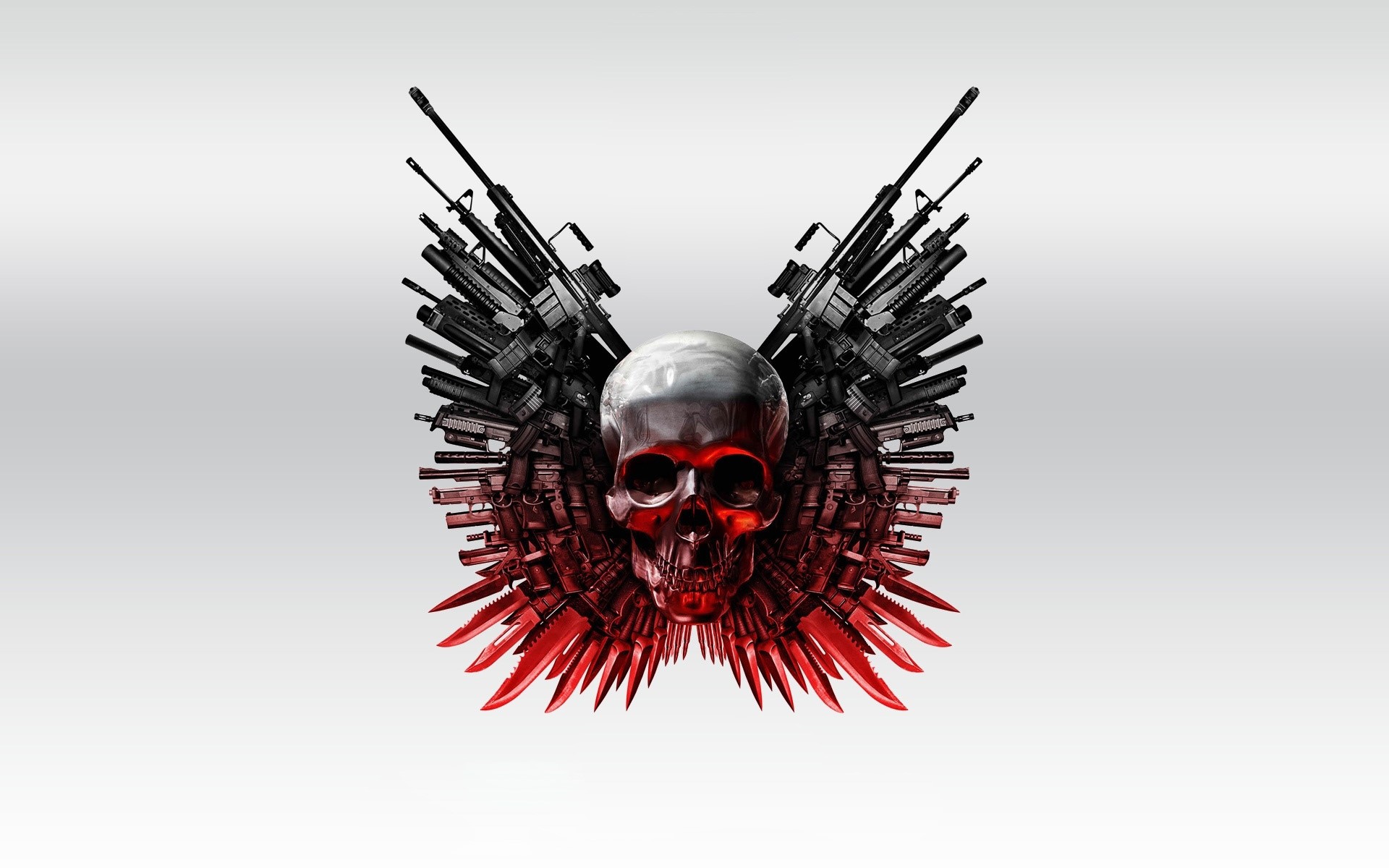 guns, skull, hd, HD Wallpaper