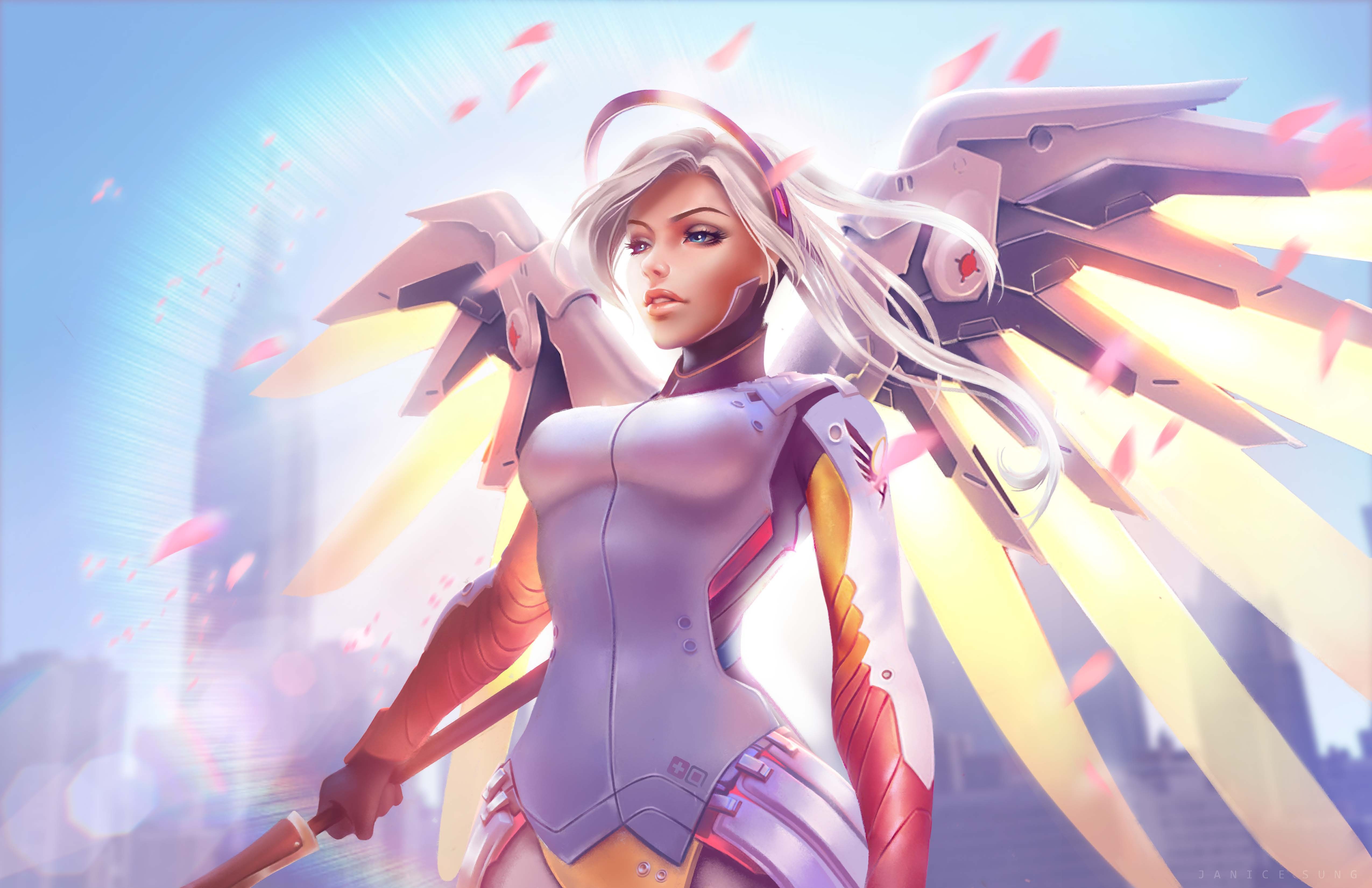 mercy overwatch, overwatch, games, xbox games, ps games, pc games, deviantart, HD Wallpaper