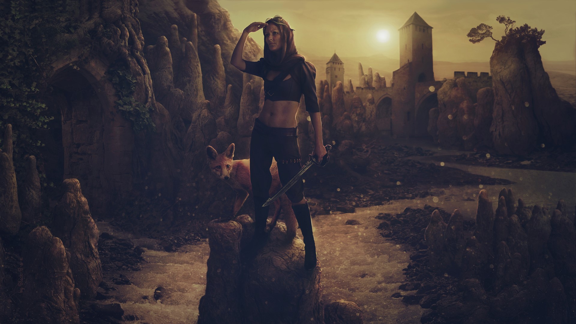 warrior, artist, digital art, girls, deviantart, HD Wallpaper