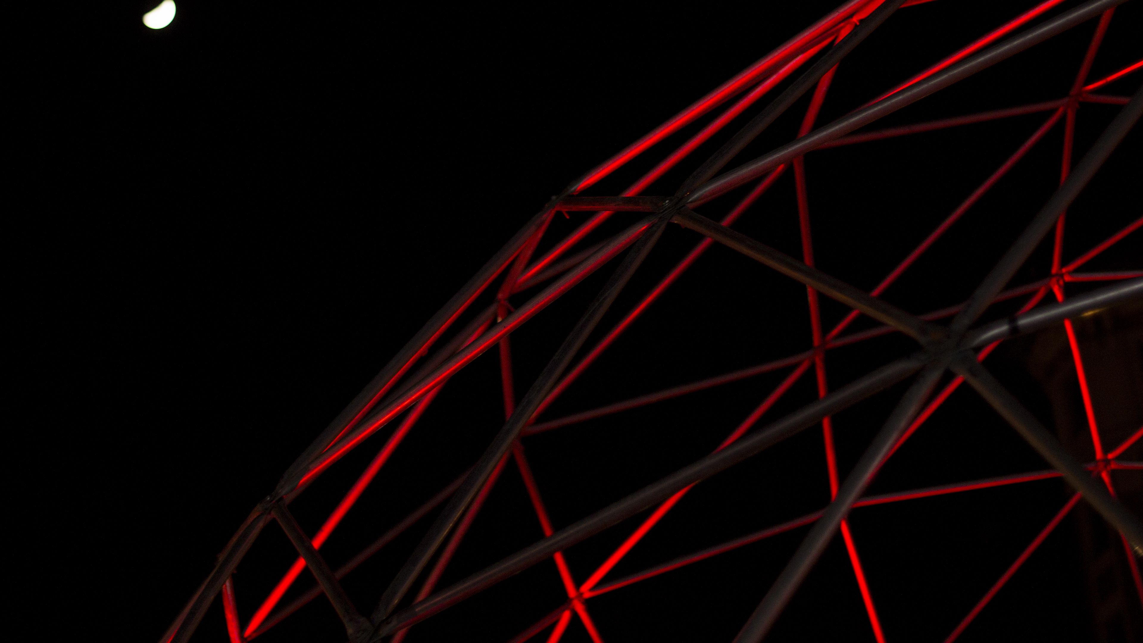 figure, polyhedron, cage, dark, red, 4k, HD Wallpaper