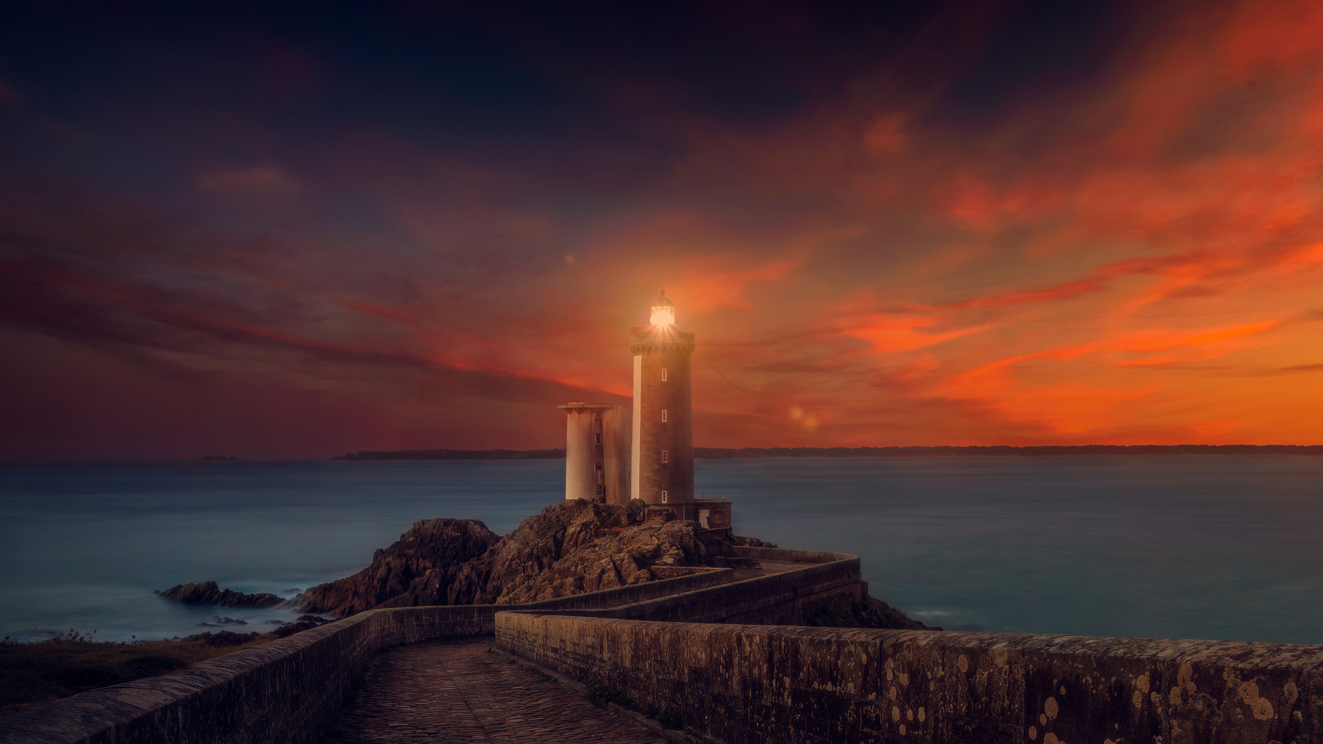 lighthouse, nature, sunset, 5k, HD Wallpaper