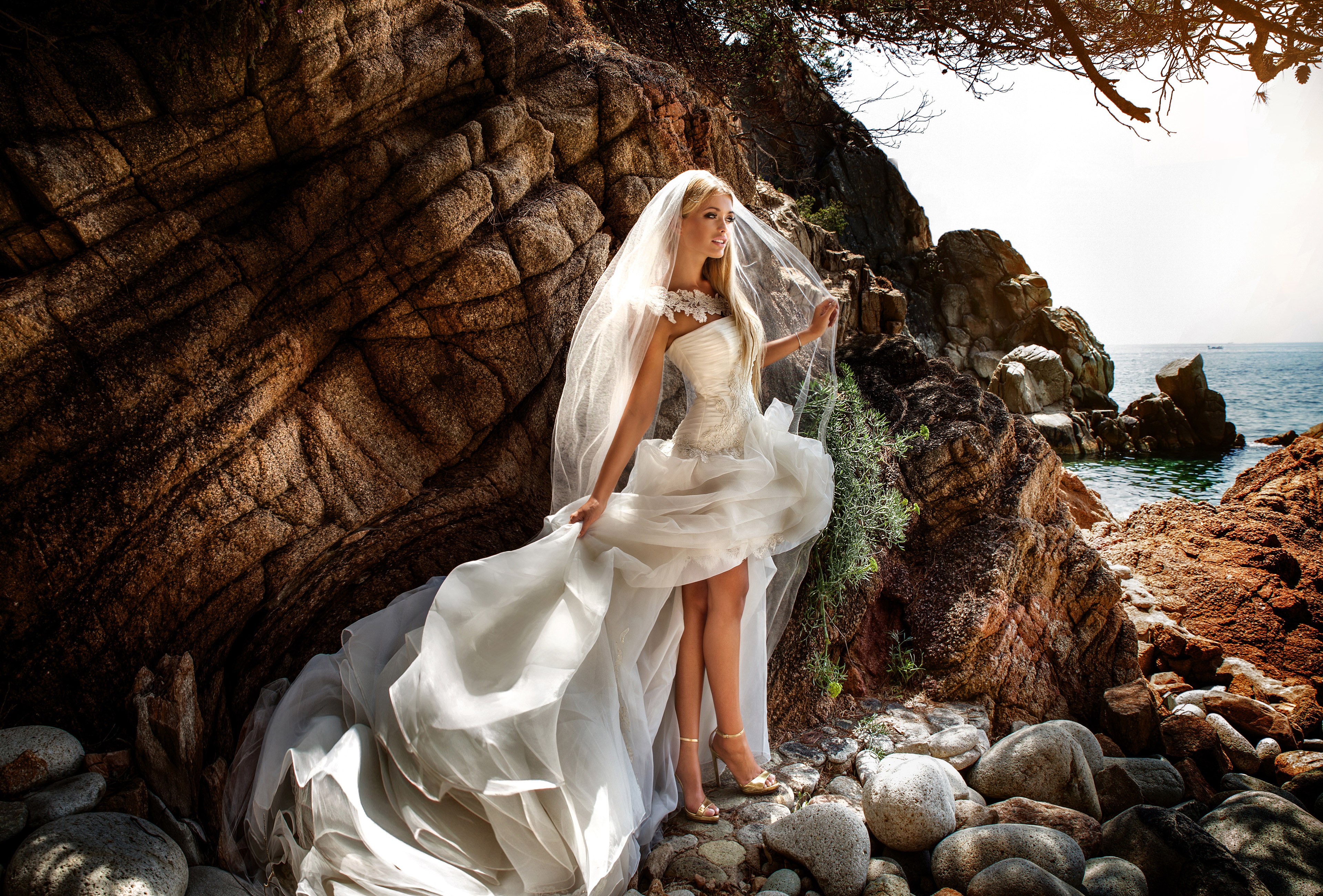 bride, white, dress, photography, girls, 4k, HD Wallpaper