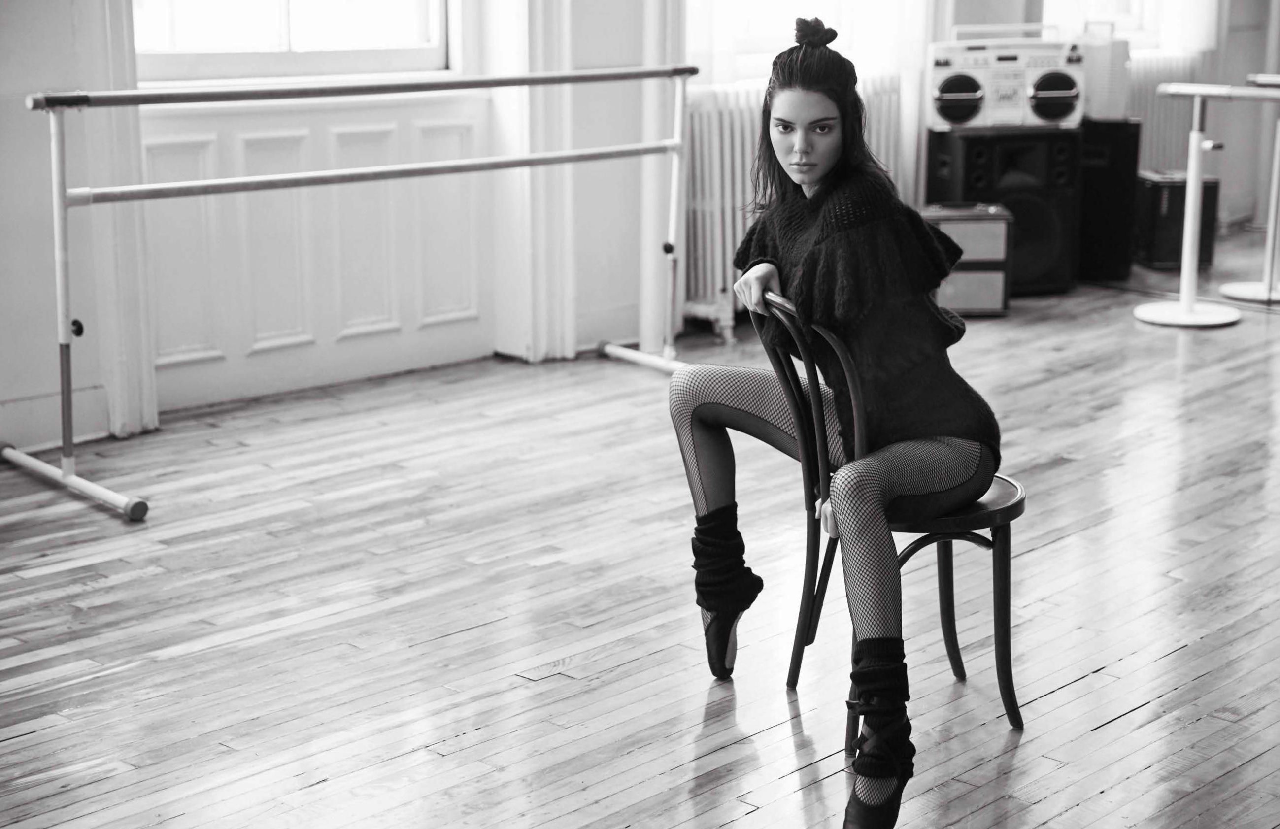kendall jenner, celebrities, girls, vogue, photoshoot, black and white, monochrome, HD Wallpaper