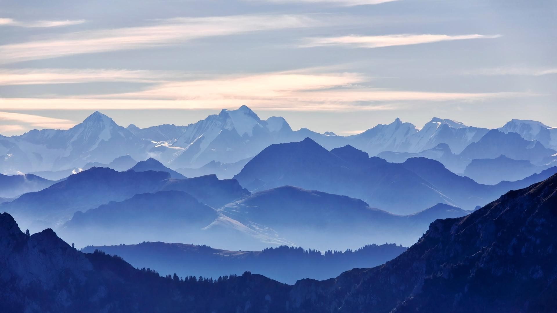 mountains, blue, nature, HD Wallpaper