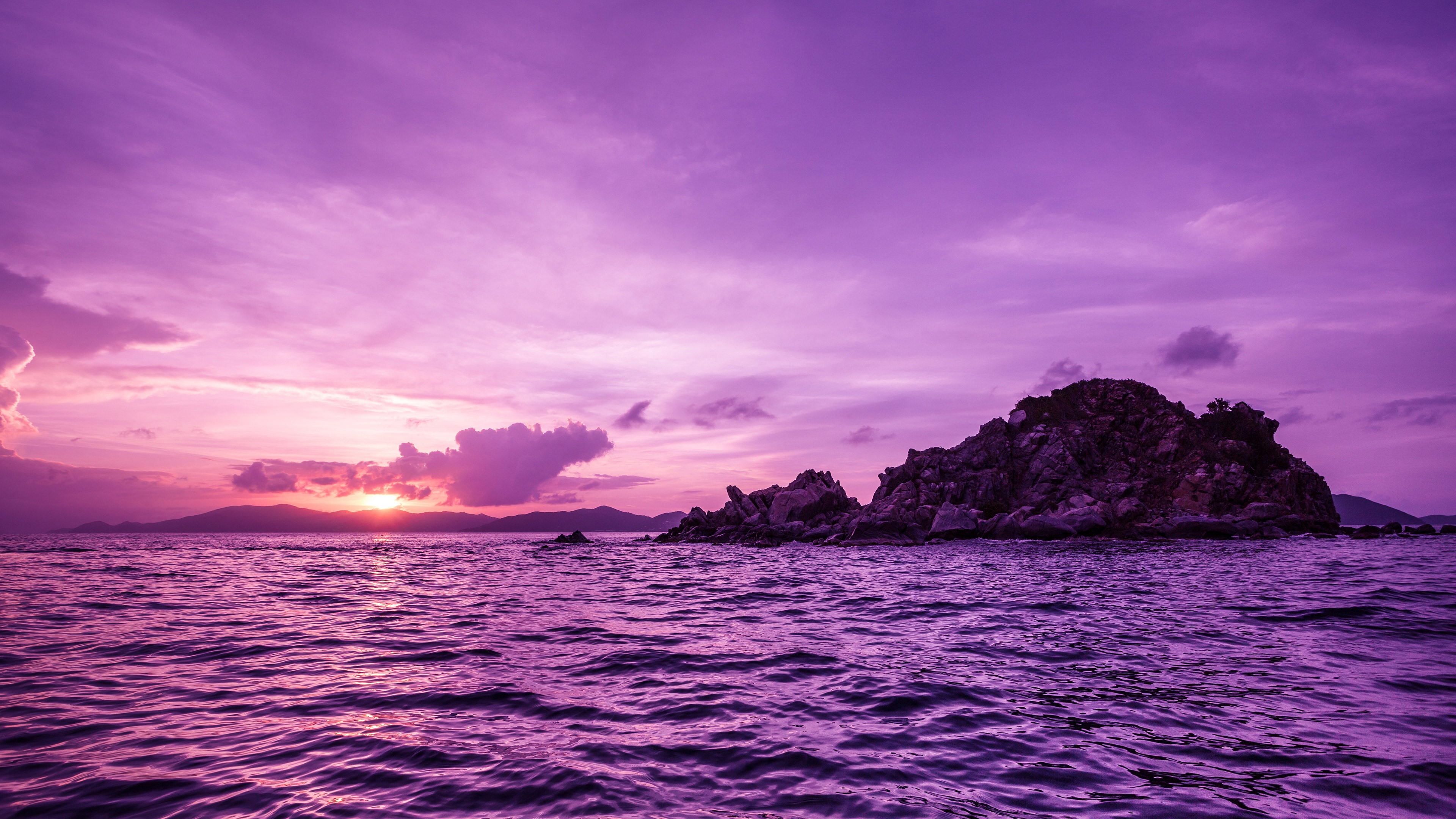 sunset, island, nature, 4k, HD Wallpaper