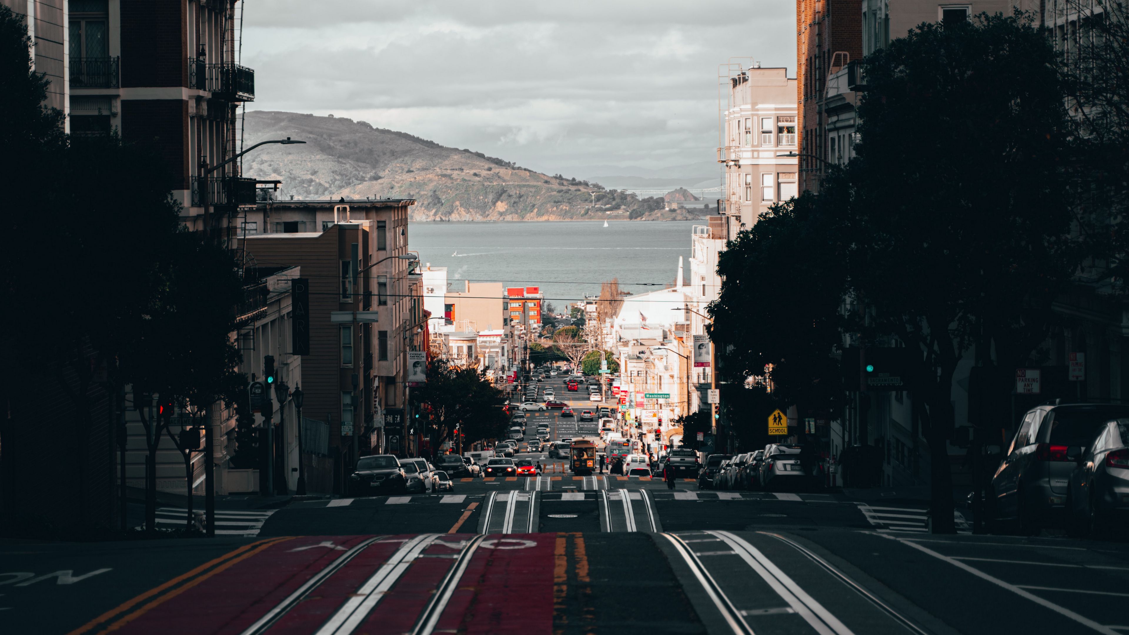 road, street, buildings, city, coast, 4k, HD Wallpaper