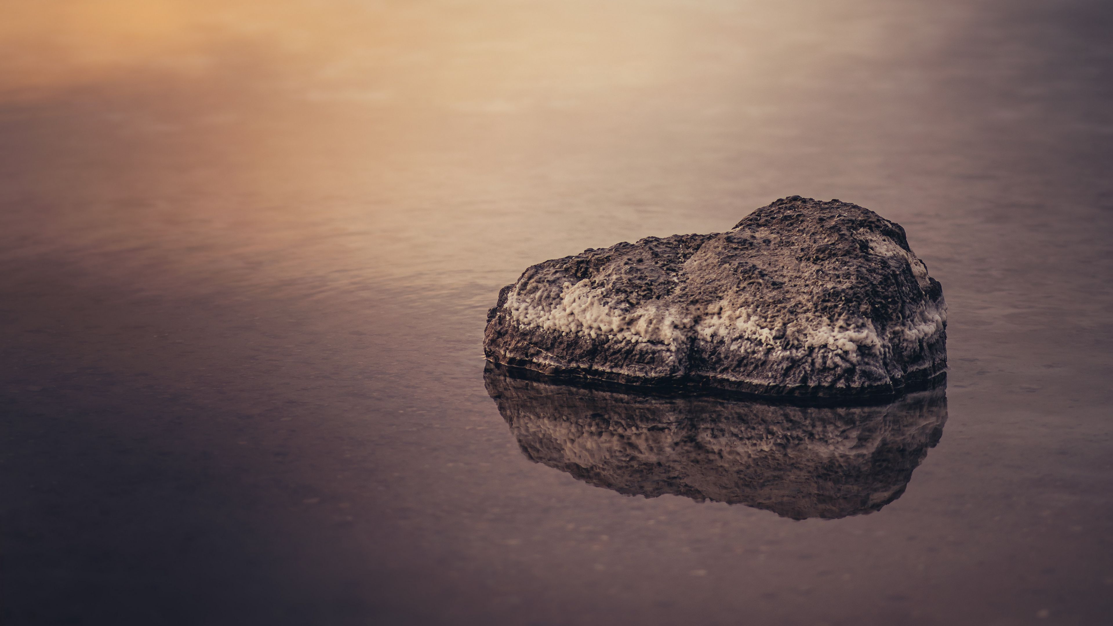 rock, water, lake, nature, 4k, HD Wallpaper