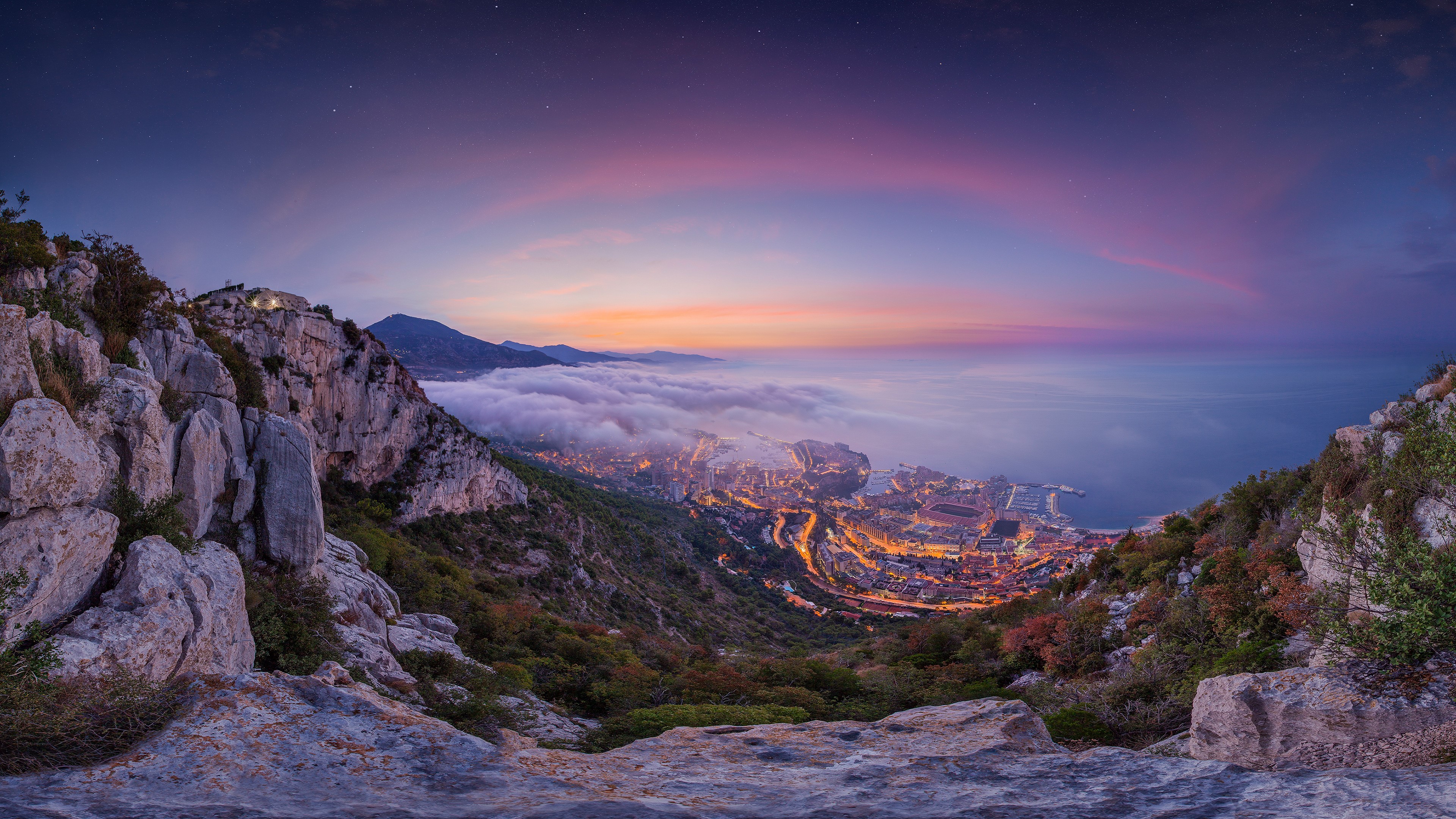 sunrise, fog, nature, mountains, sky, 4k, HD Wallpaper