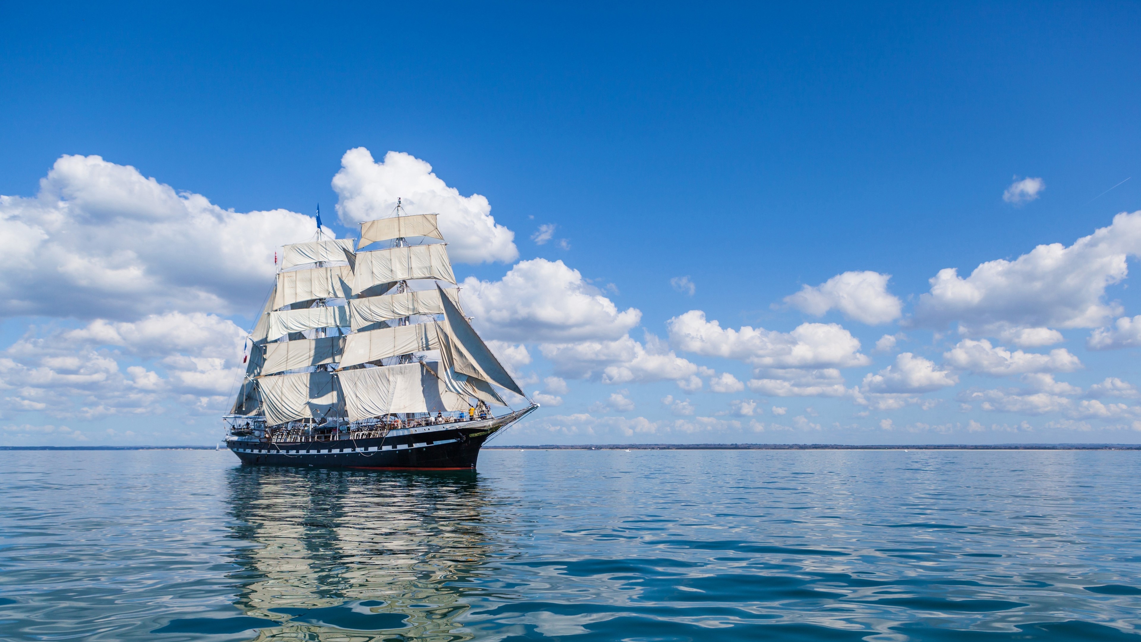 ship, 4k, clouds, HD Wallpaper