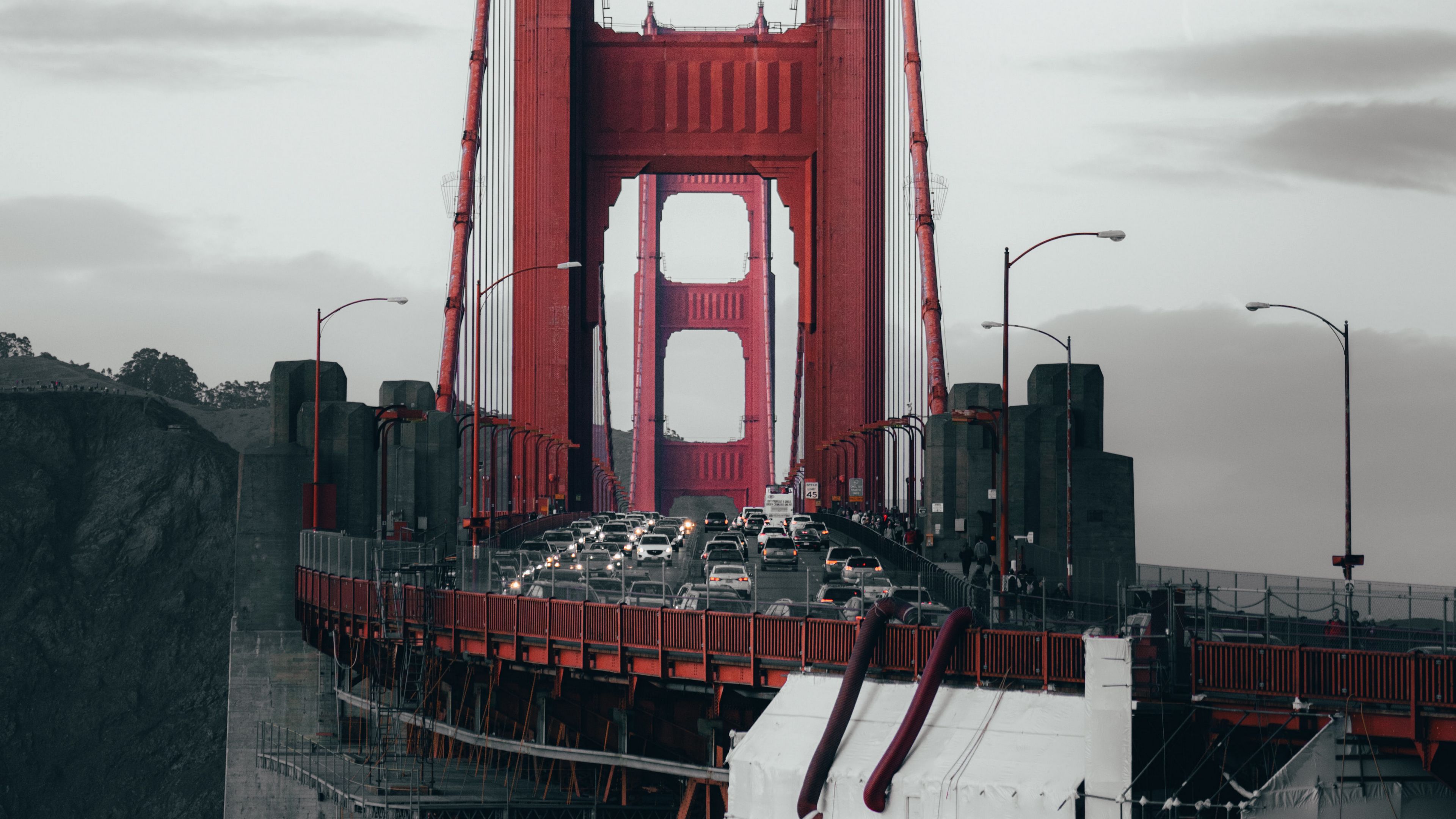 bridge, road, cars, 4k, HD Wallpaper