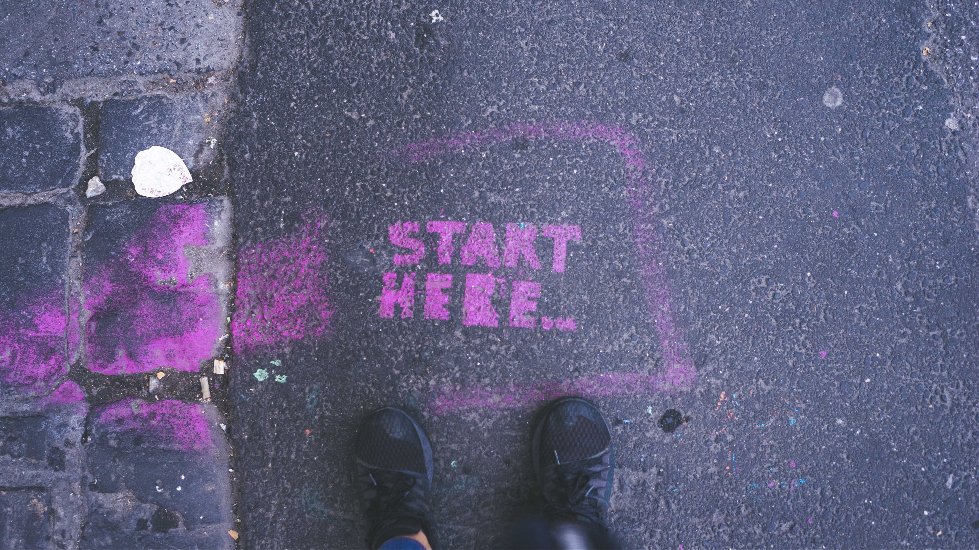 feet, asphalt, inscription, start, 4k, HD Wallpaper