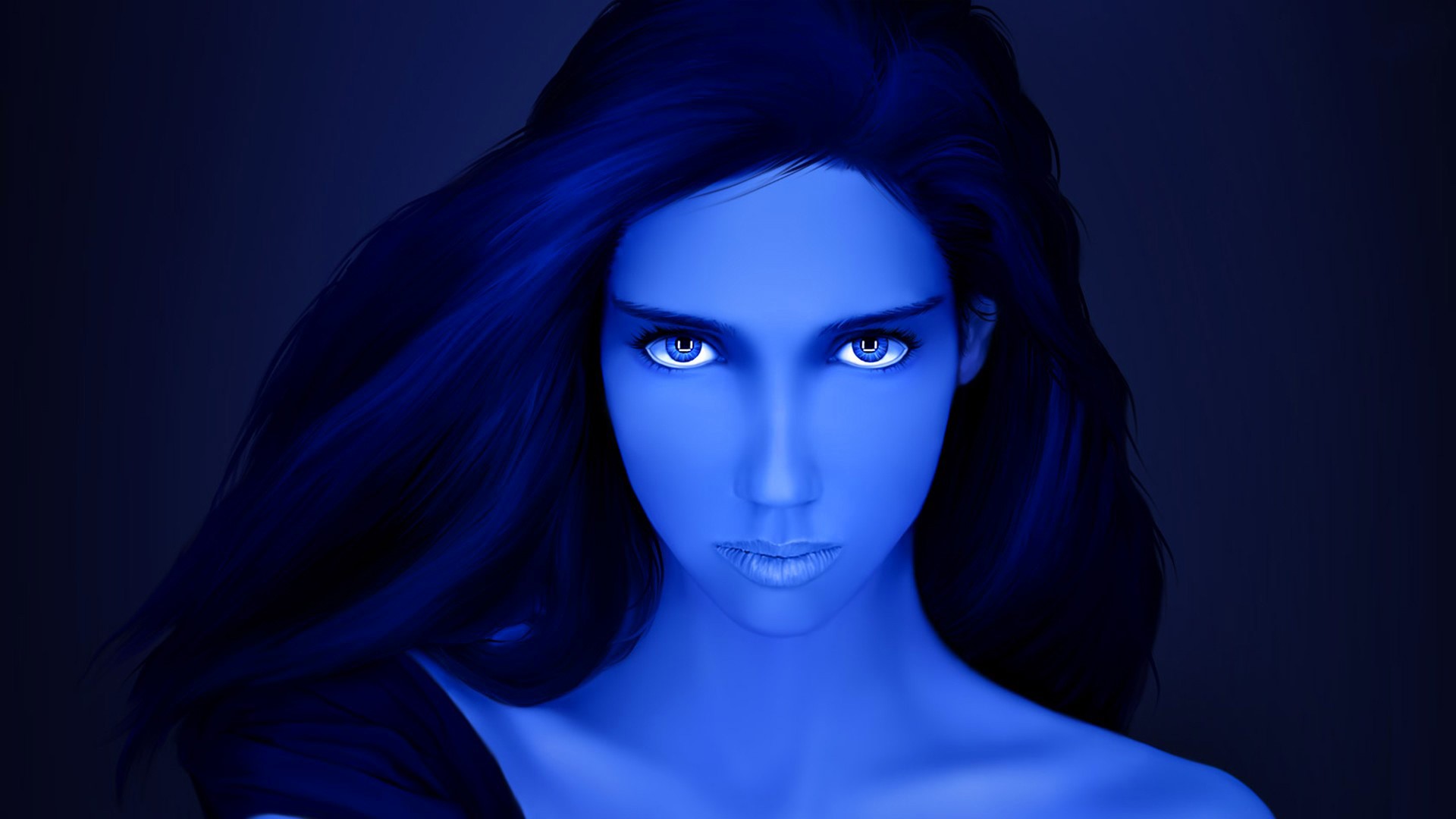 artist, blue, girls, HD Wallpaper