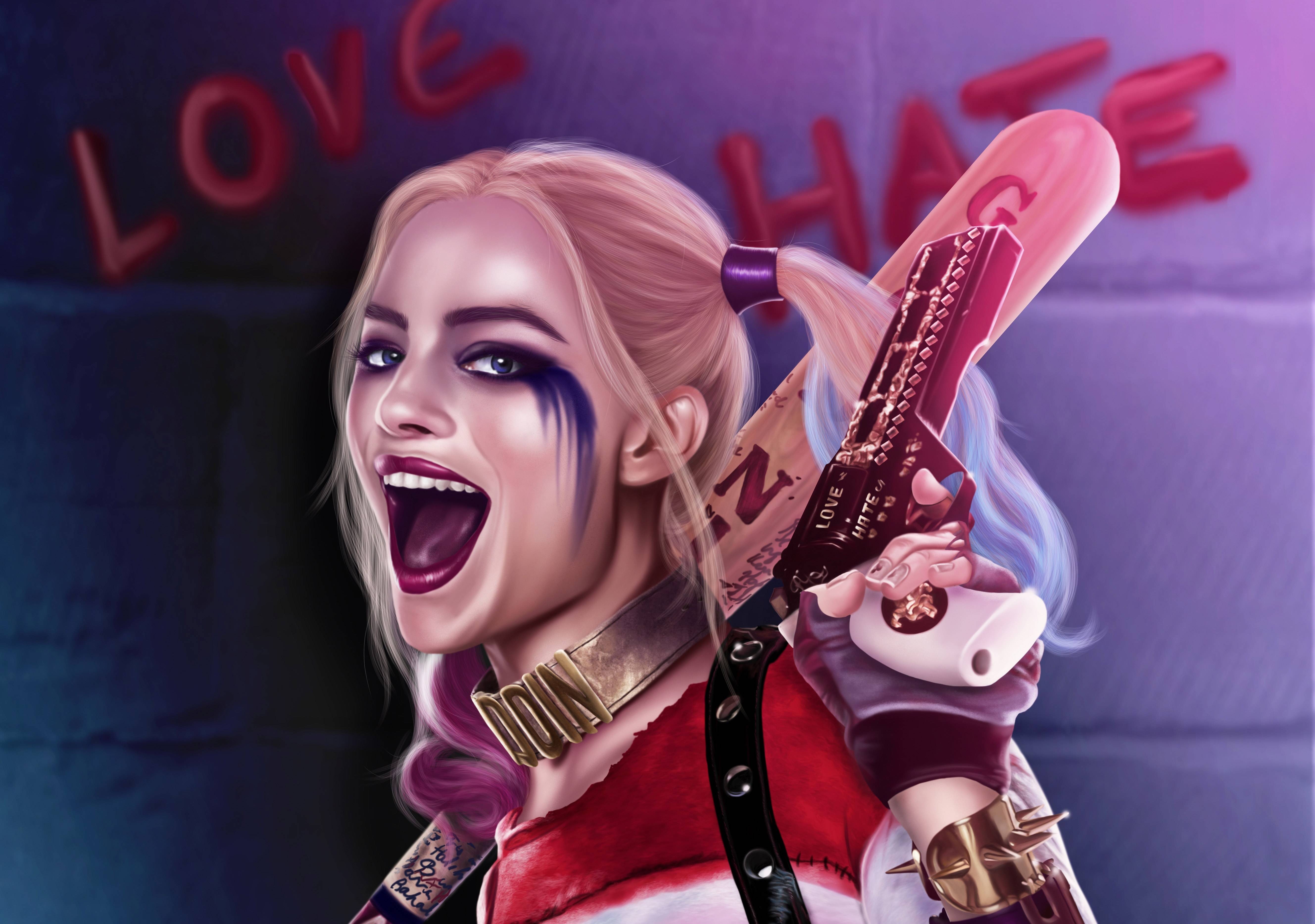 suicide squad, movies, 2016 movies, harley quinn, artist, HD Wallpaper