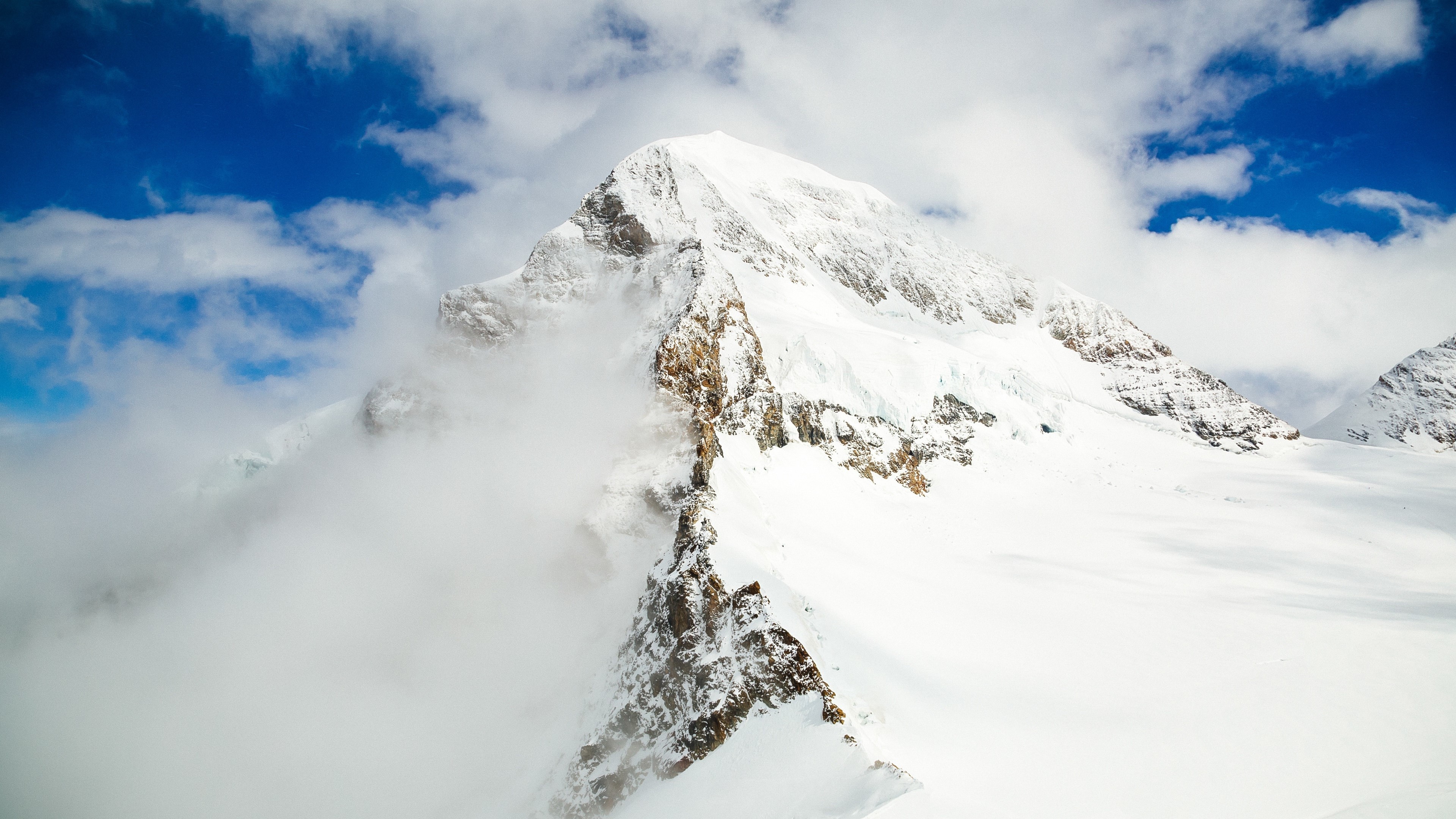 snow, mountains, nature, HD Wallpaper