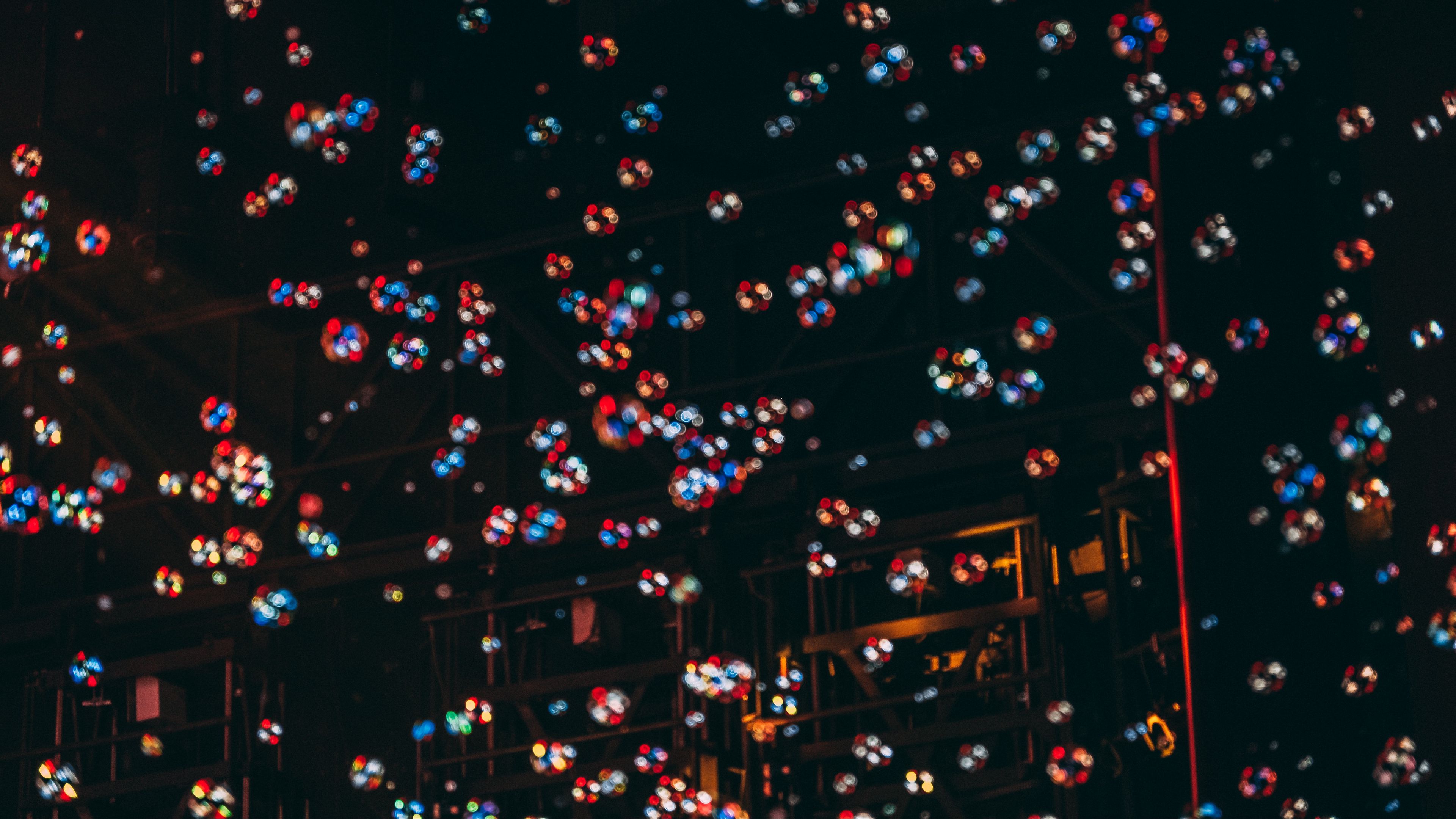 bubbles, blur, dark, night, 4k, HD Wallpaper